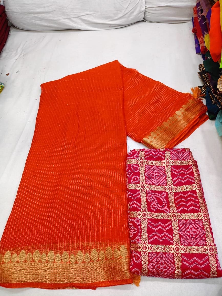 Trending Orange Saree(premium Quality)