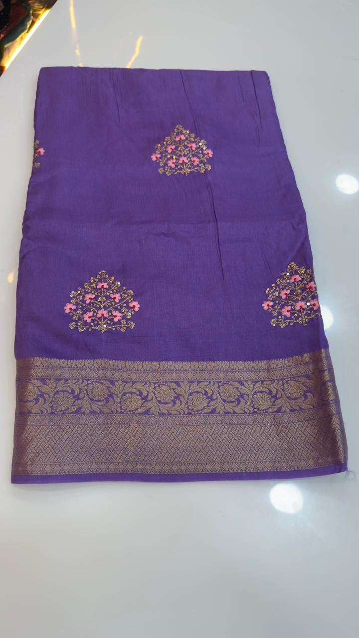 Banarasi matka crepe silk sarees with embroidery work