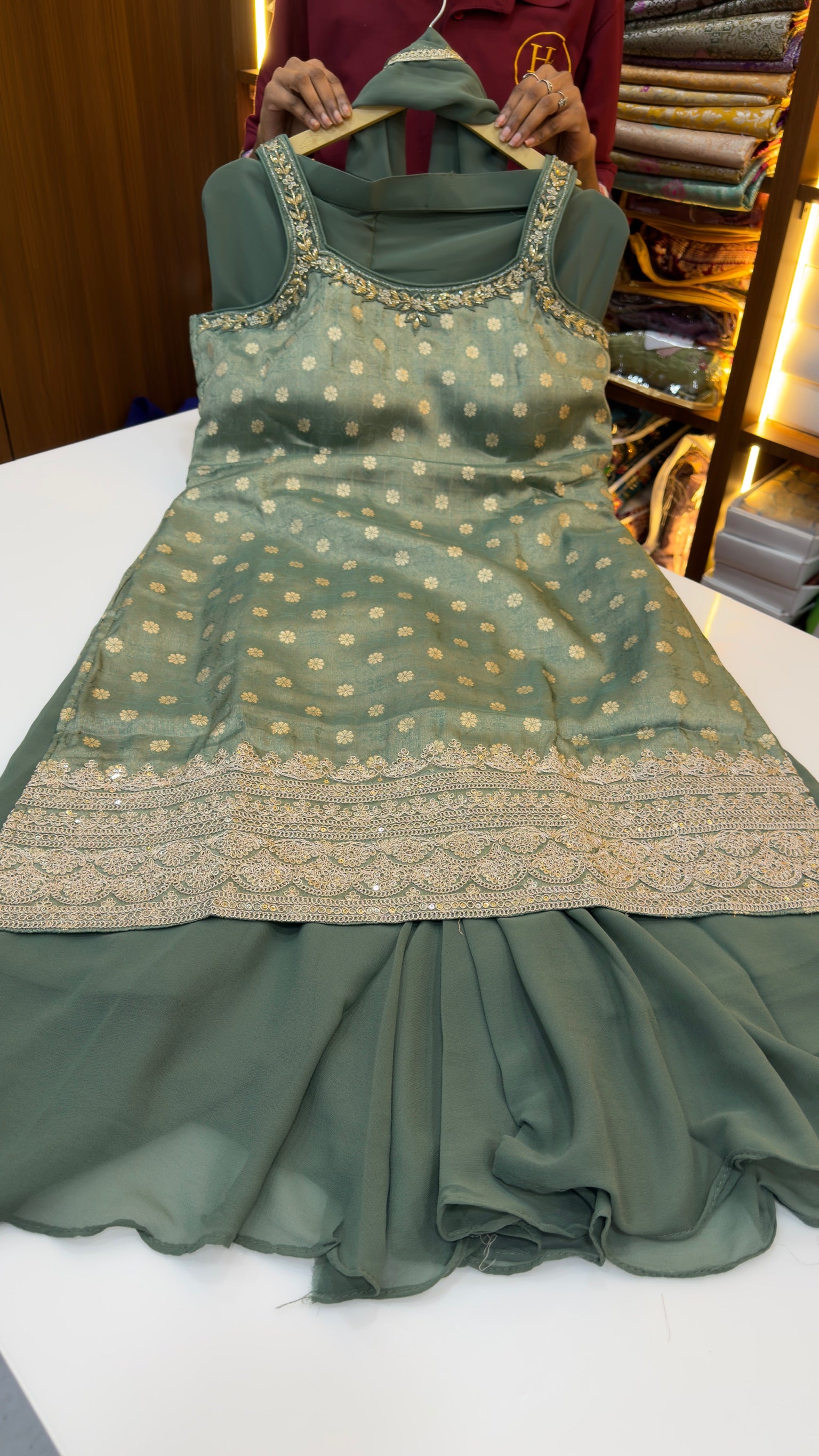 Sharara with floral buttis