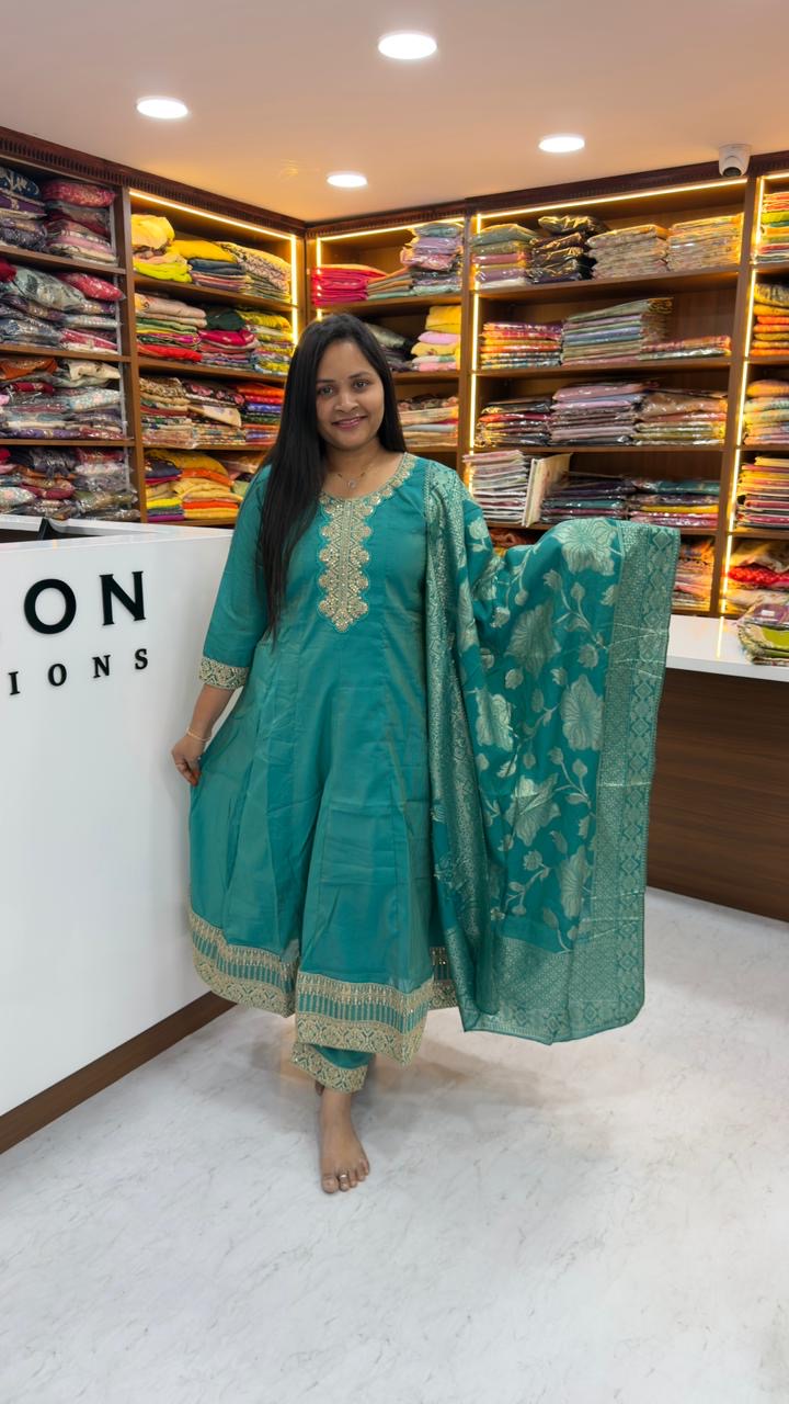 Banarasi tissue Anarkali dress