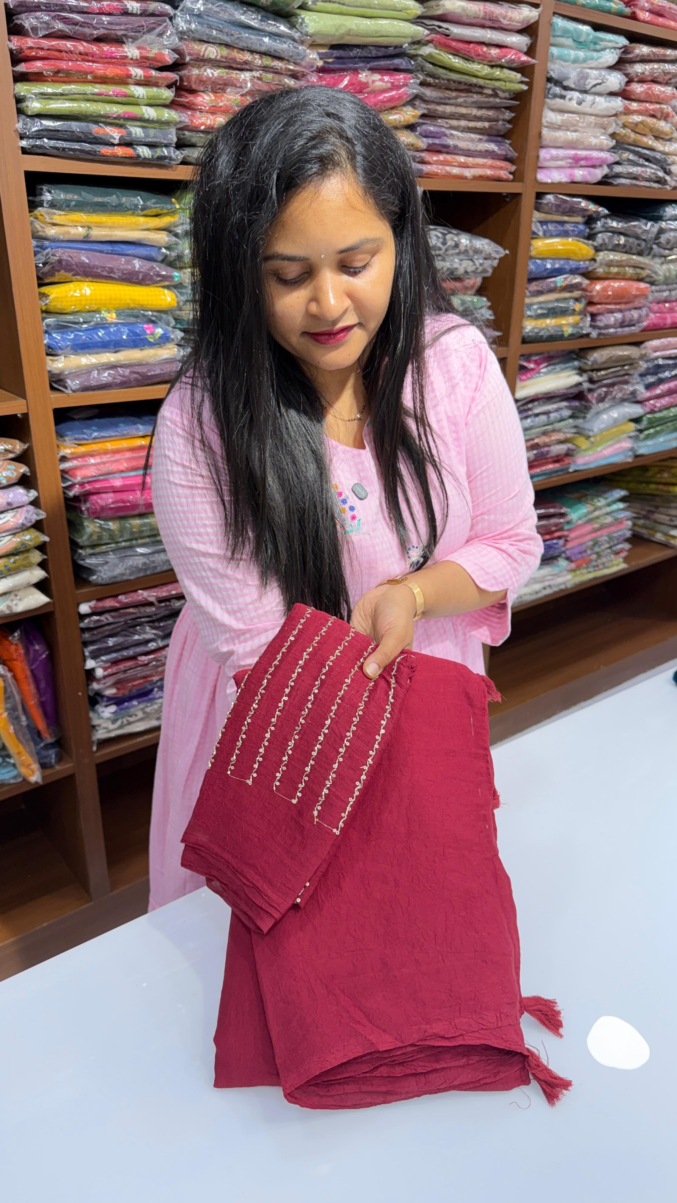 Party wear sarees with maggam work blouse