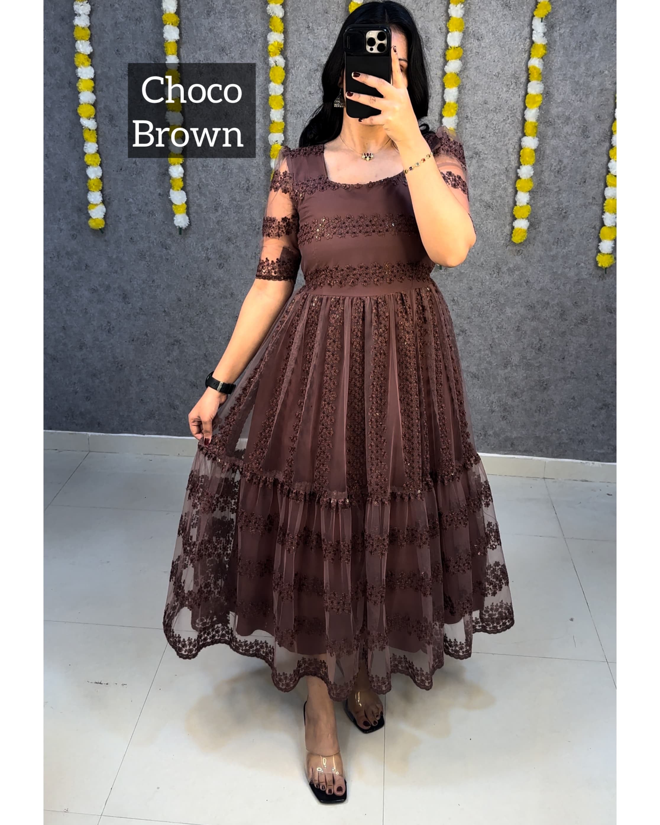 flower-embroidery sequence work frocks