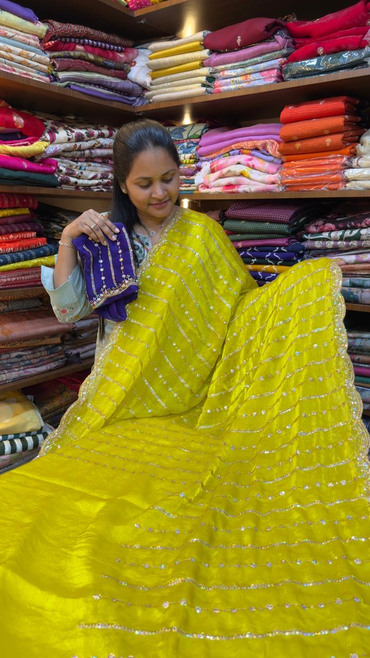 Space silk with Zari embroidery