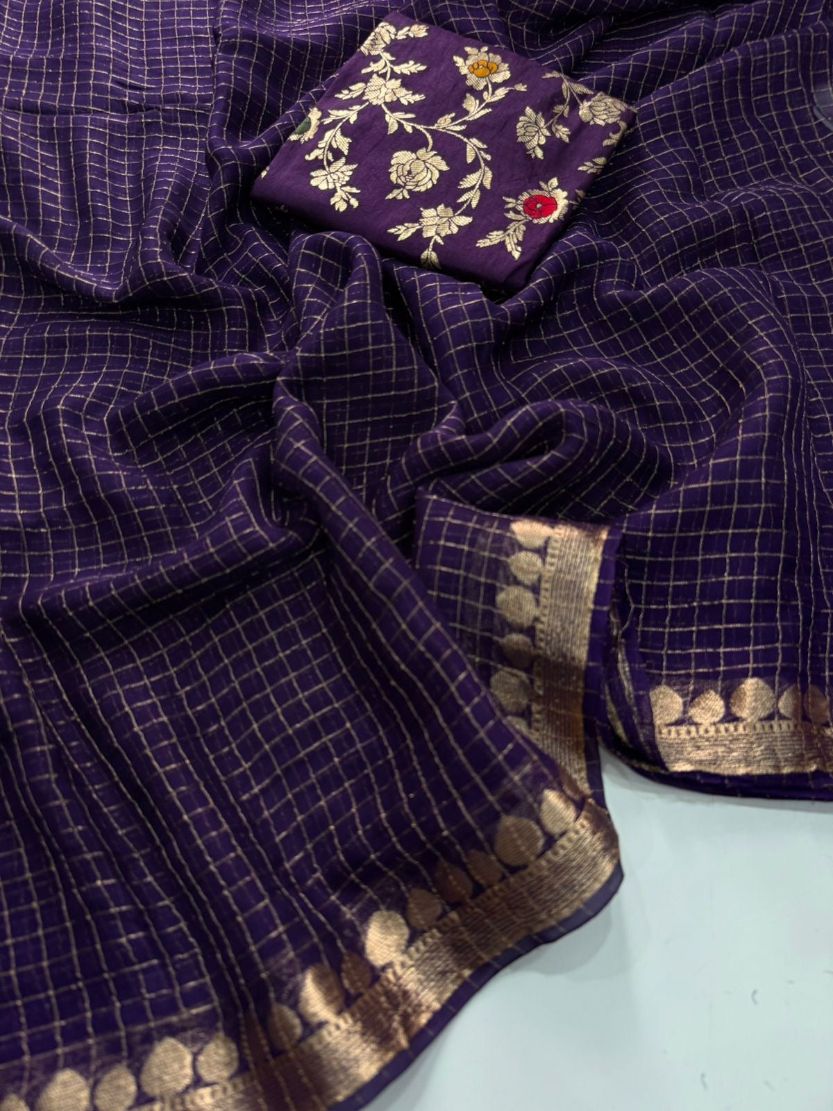 Viscose Georgette Saree With Mina Viscose Blouse
