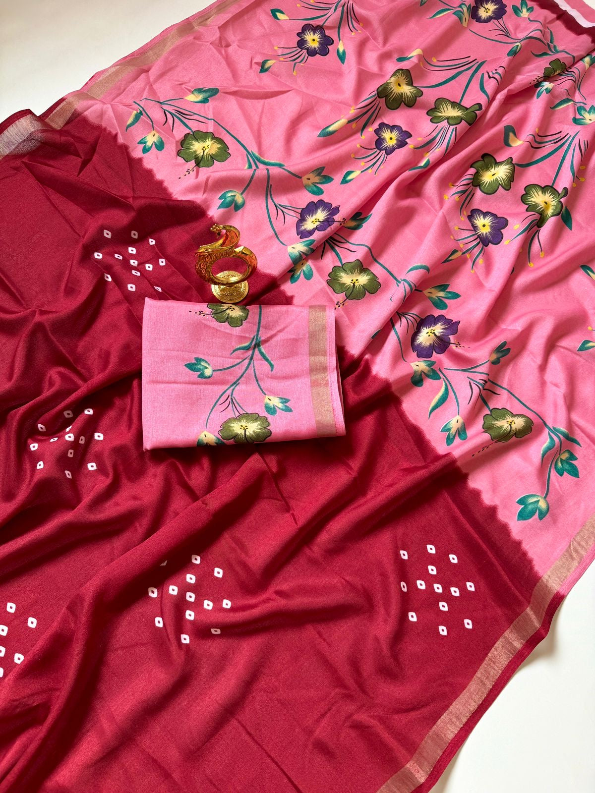 mul cotton saree with Bhandhani desgin