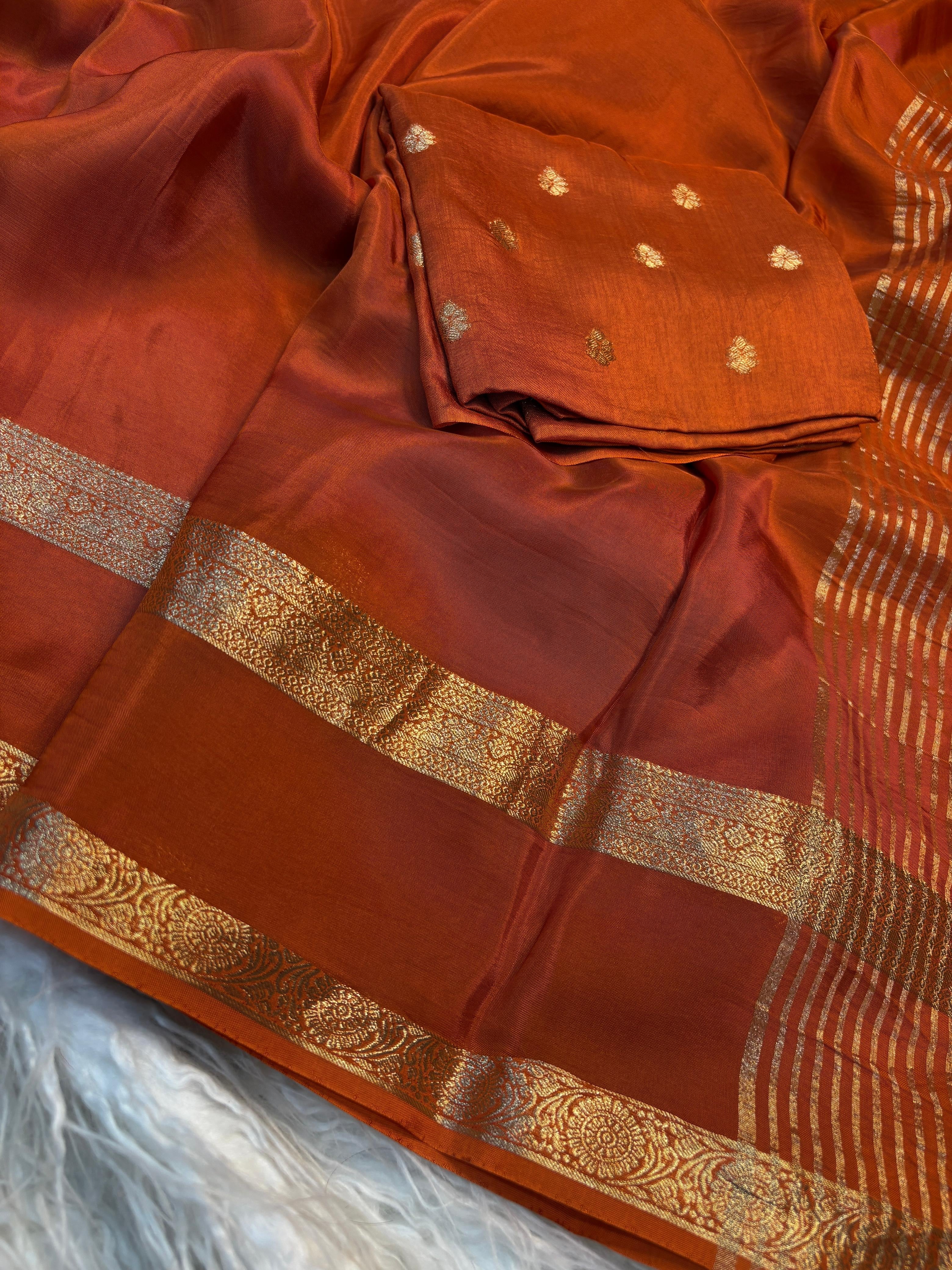 Pure Viscose mysoor Crepe silk saree with original Zari jacquard border(NON-STORE)