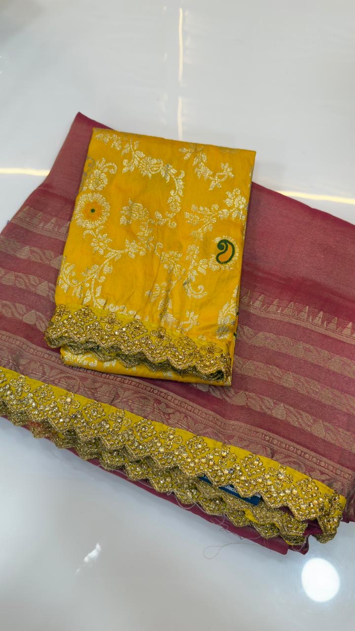 Munga banarasi tissue saree