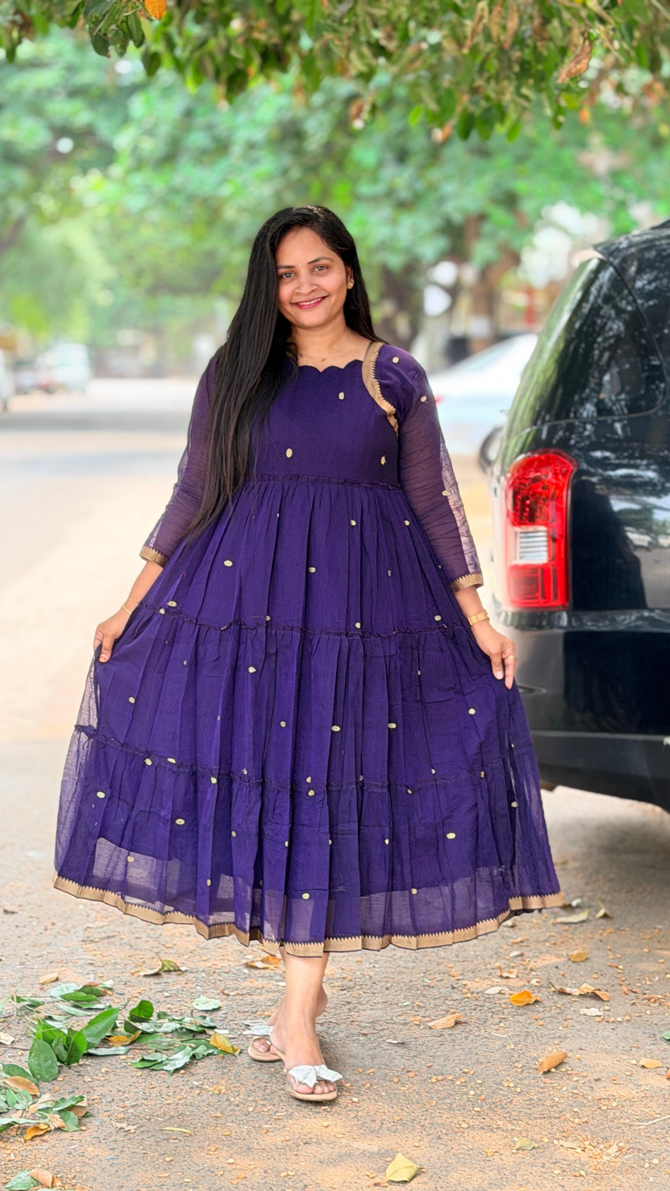 Narayanpet cotton frocks with flare and cotton lining