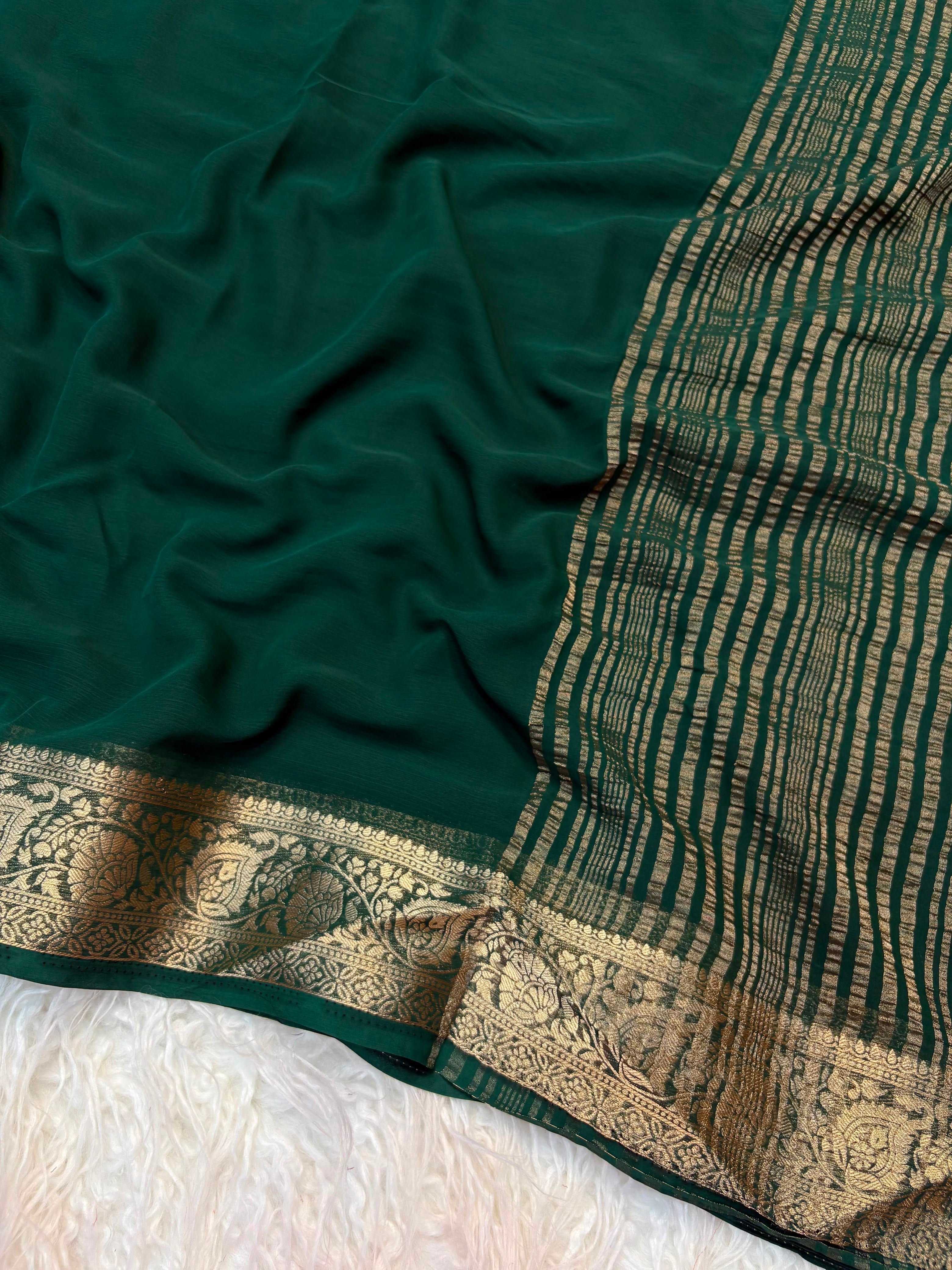 Pure chiffon saree with jacquard pallu(NON-STORE)