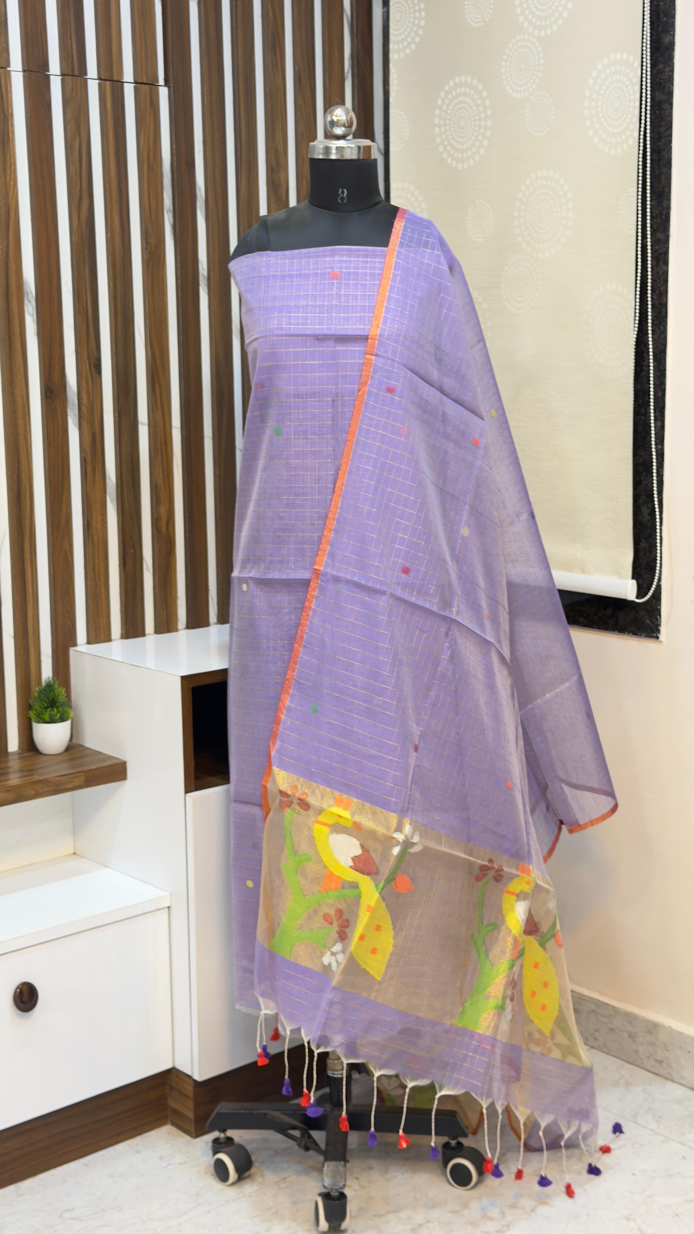 Handloom Muslin Jamdhani Dress materials