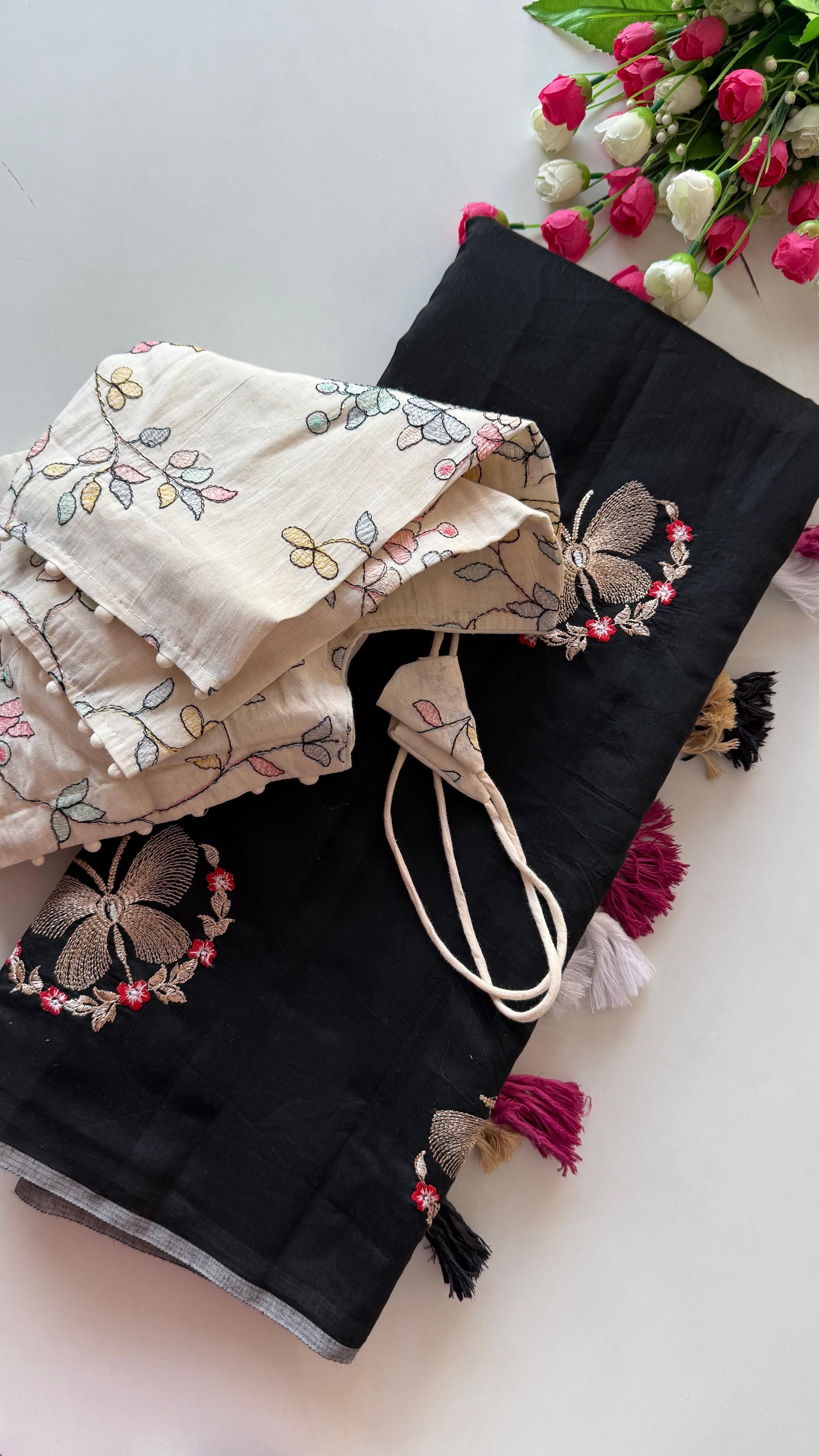 Cotton silk saree in beautiful butterfly design