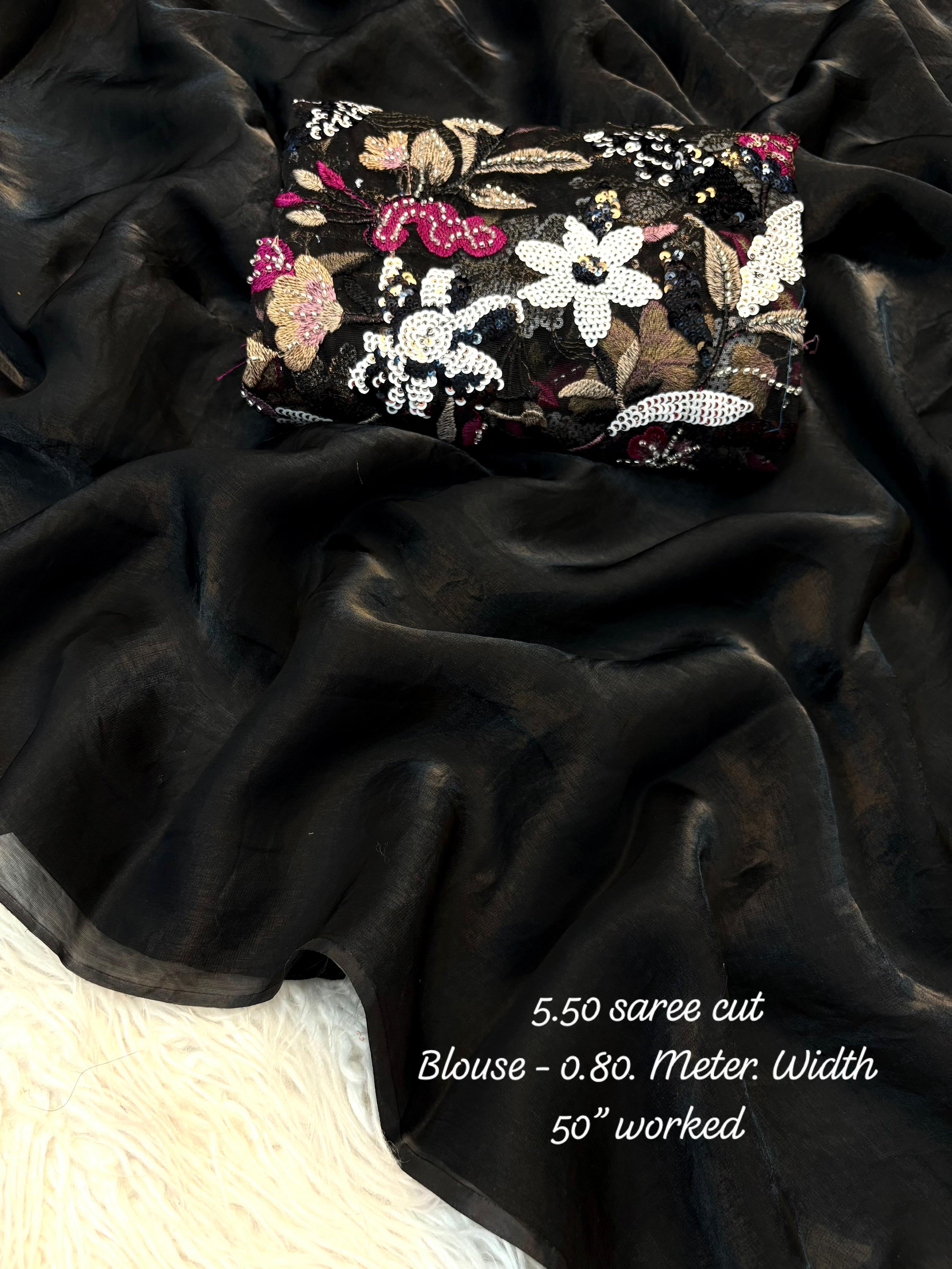 Space silk saree with heavy blouse