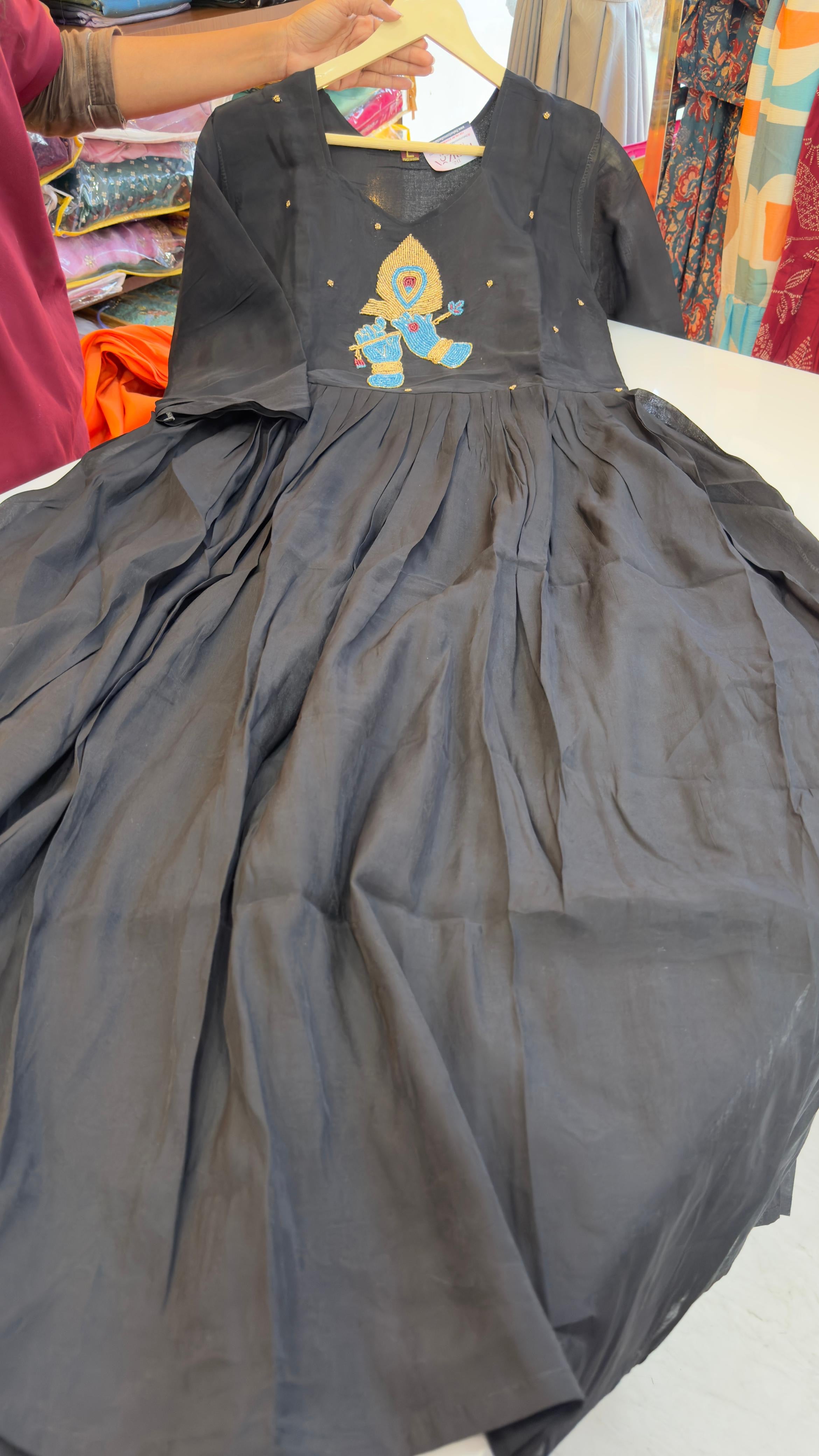 Mul Chanderi frocks with maggam work