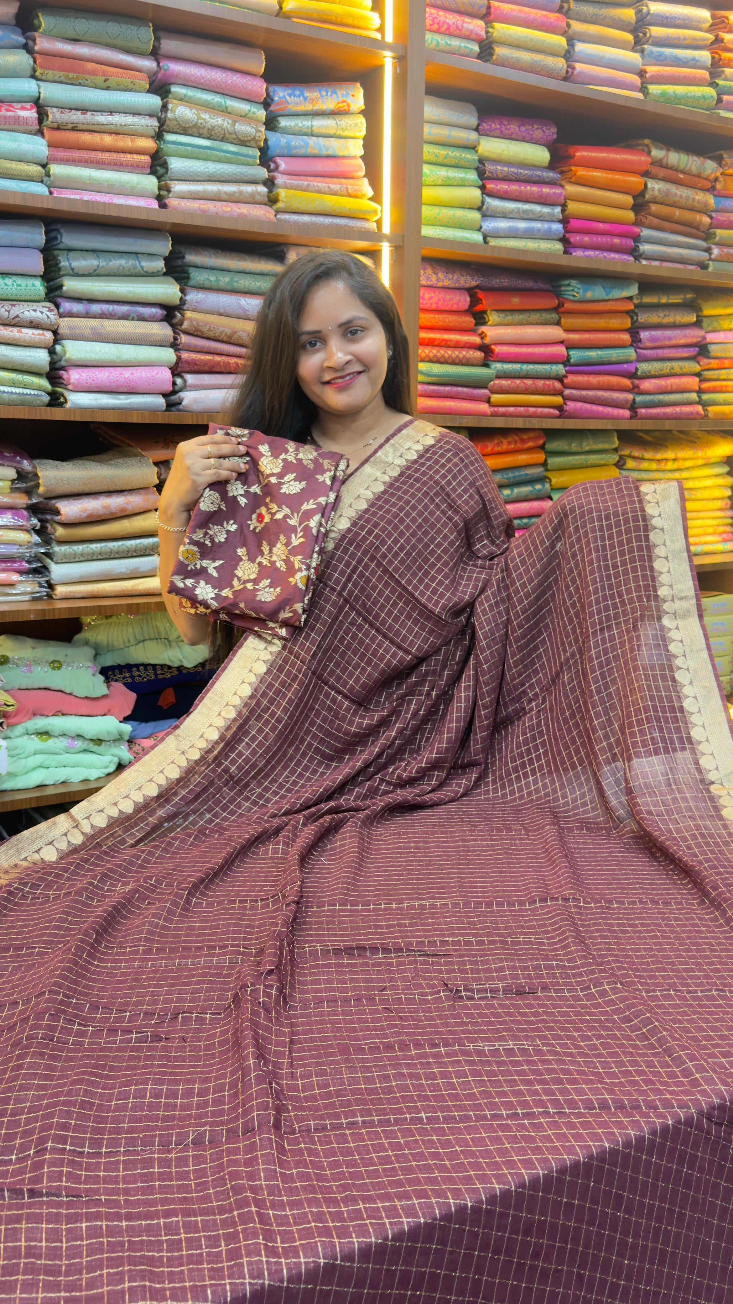 Viscose Georgette Saree With Mina Viscose Blouse