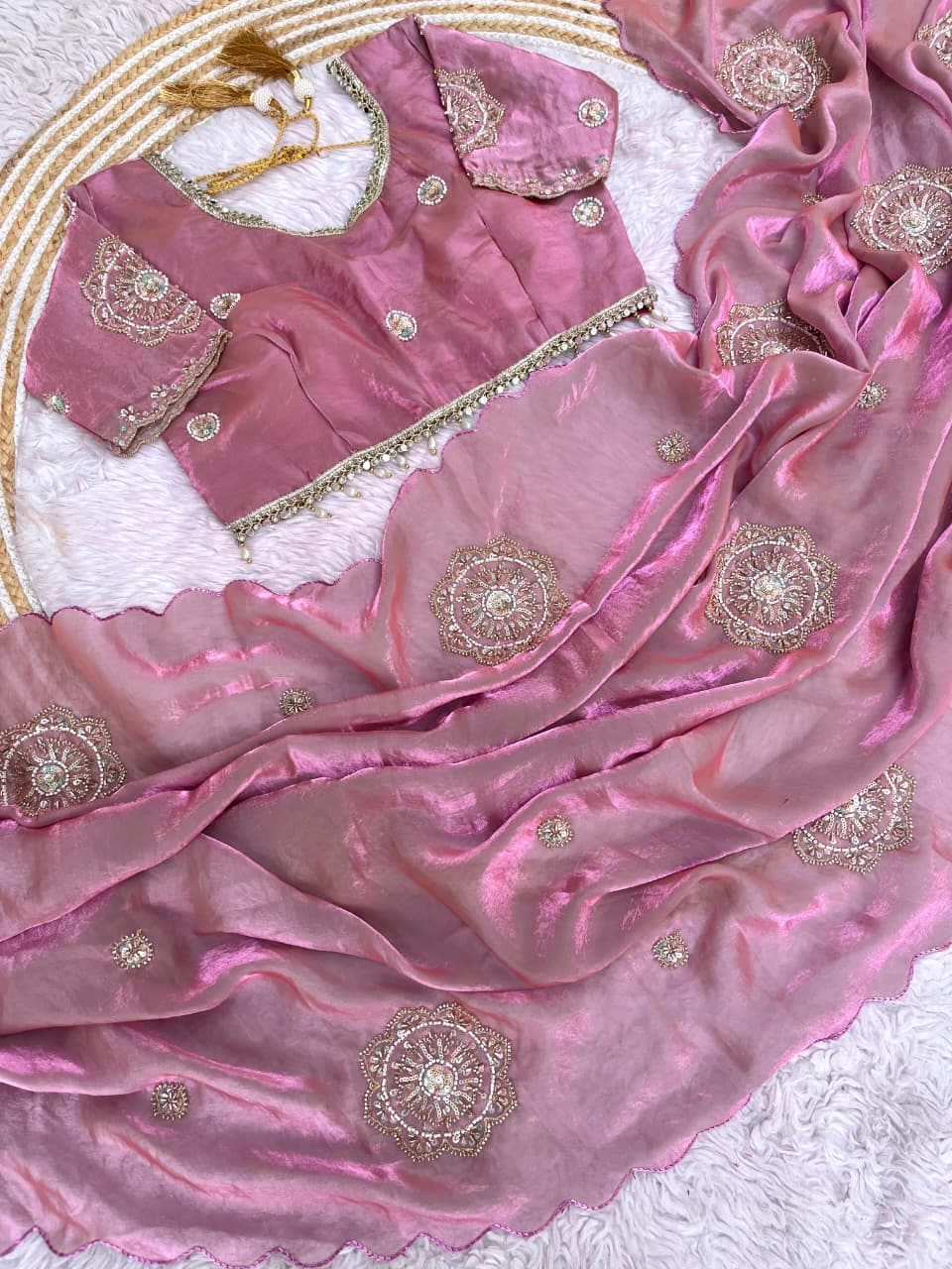 Maggam work party wear saree
