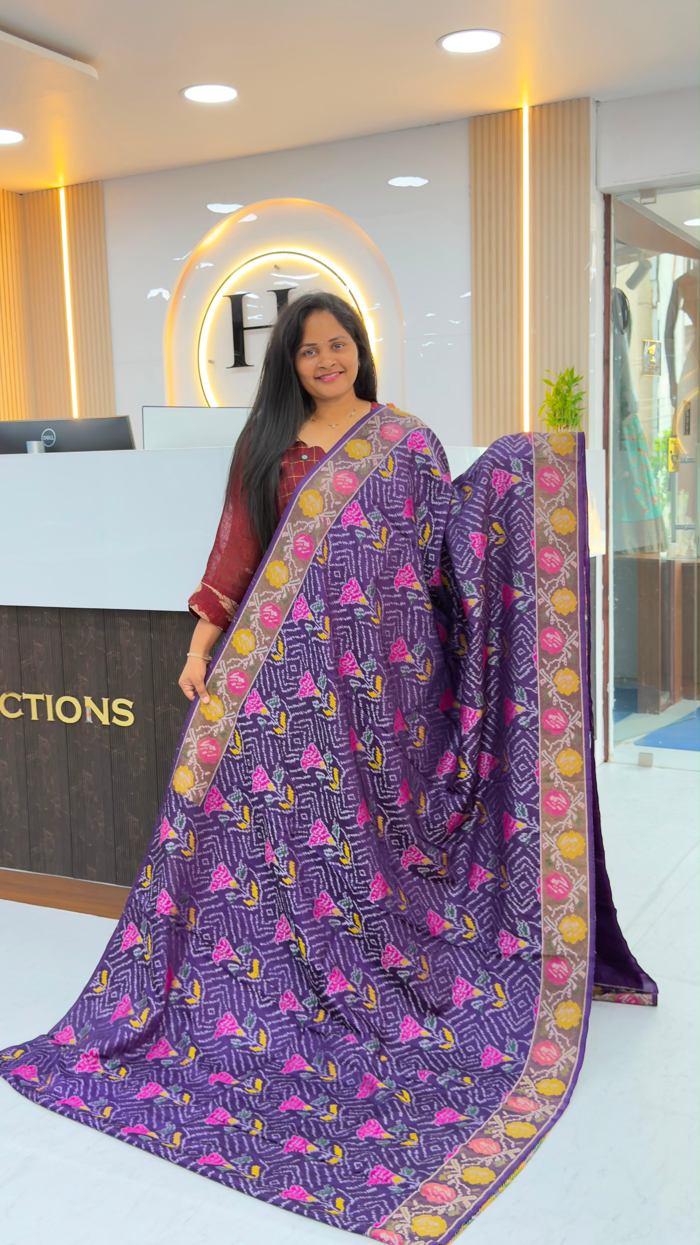 Mushroom Ikkat Patola sarees