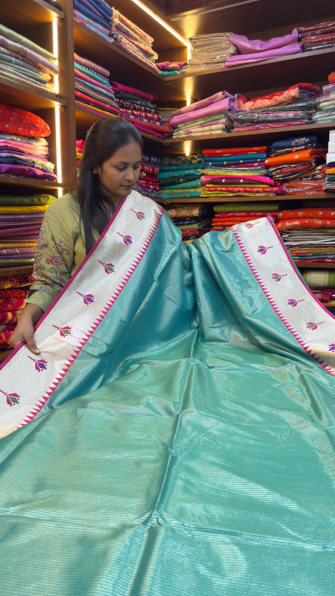Paithani sarees with zari lines