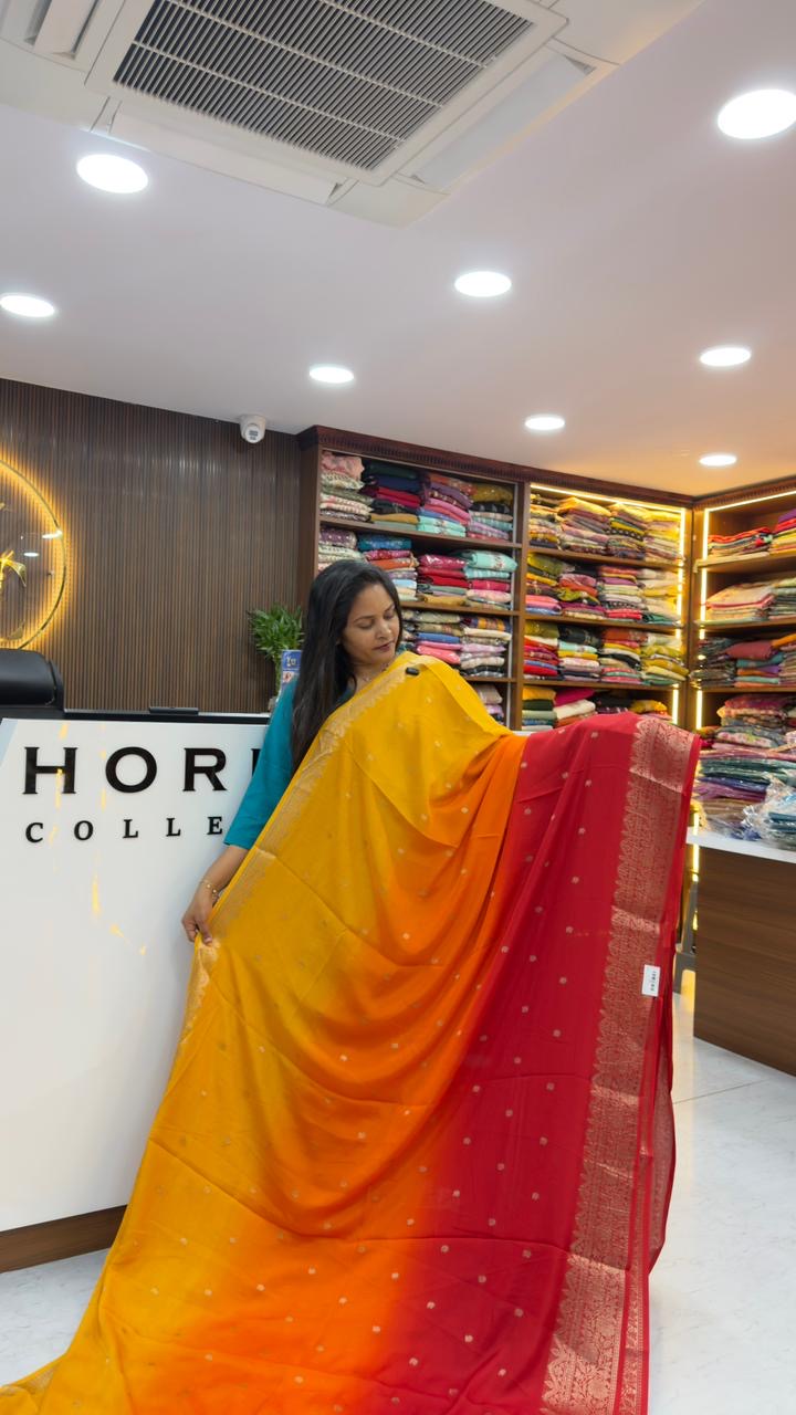 Triple shade Banarasi chiffon sarees