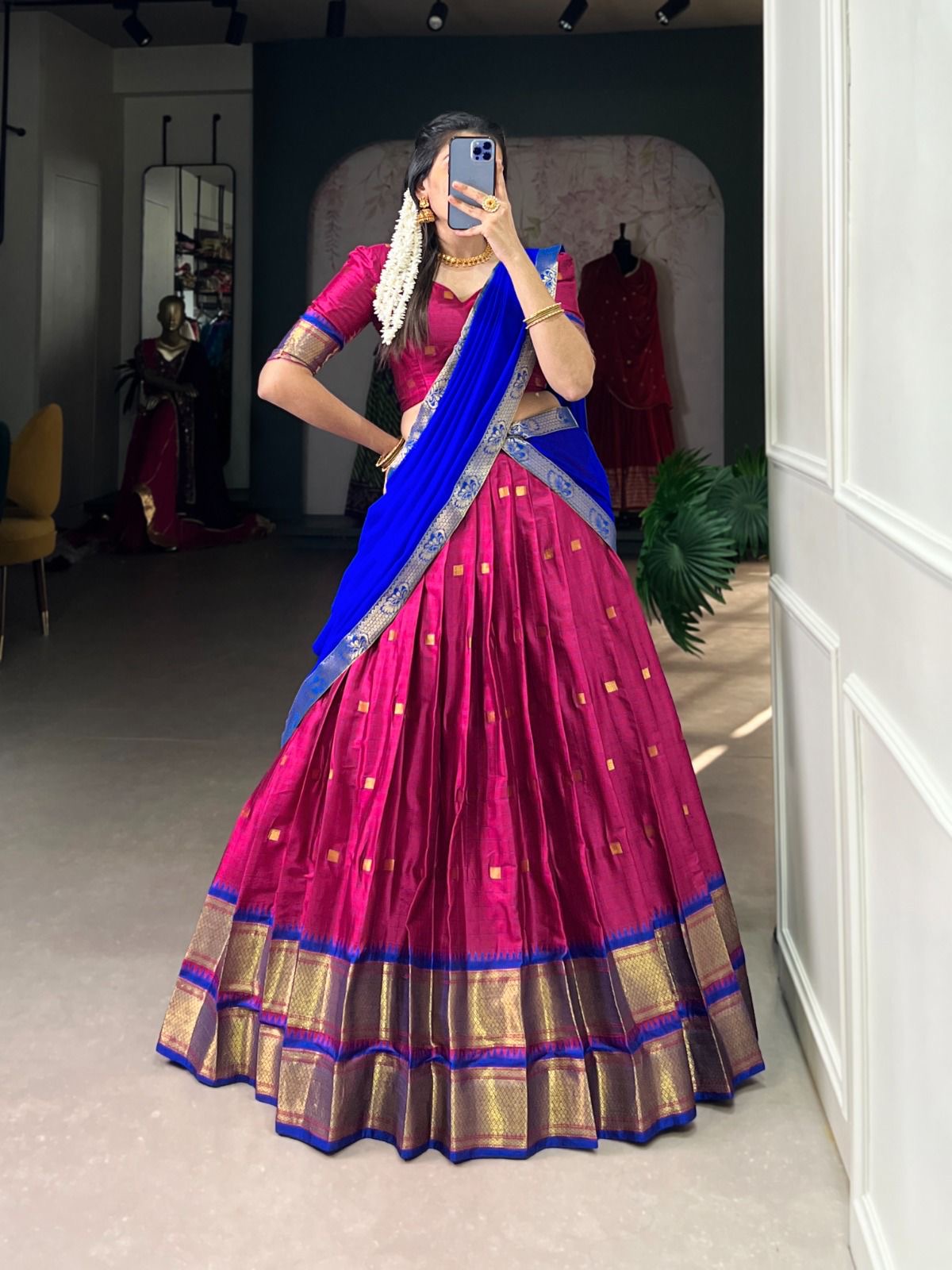 Paithani artistry on Cotton Silk Lehenga