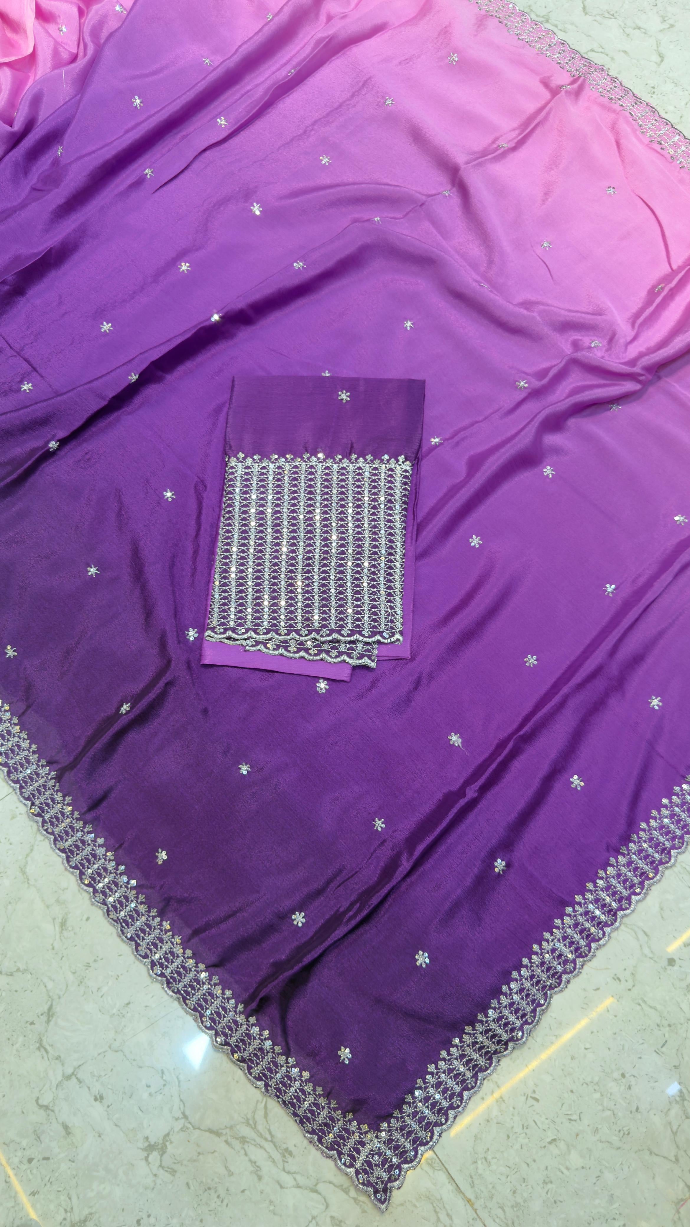 Dual shade chinon sarees