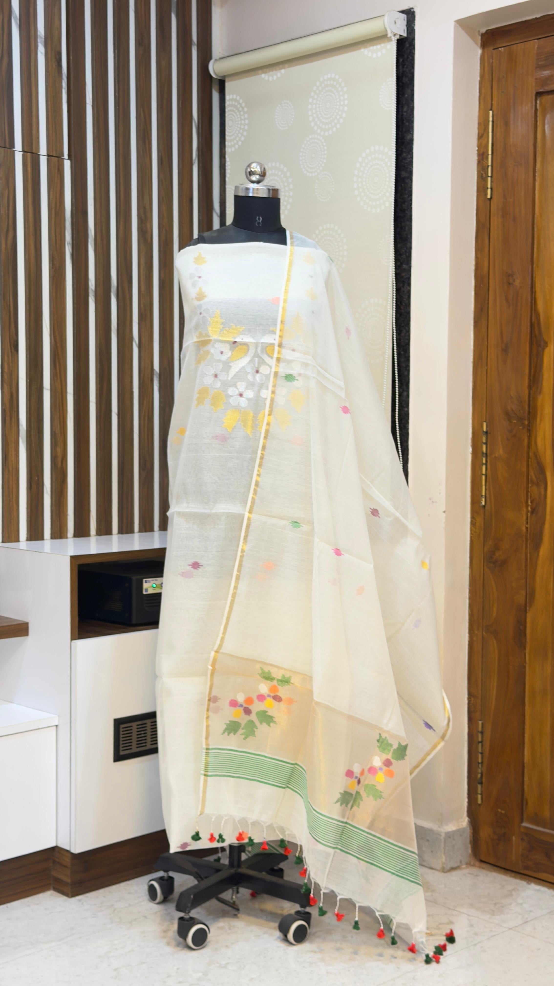Handloom Muslin Jamdhani Dress materials