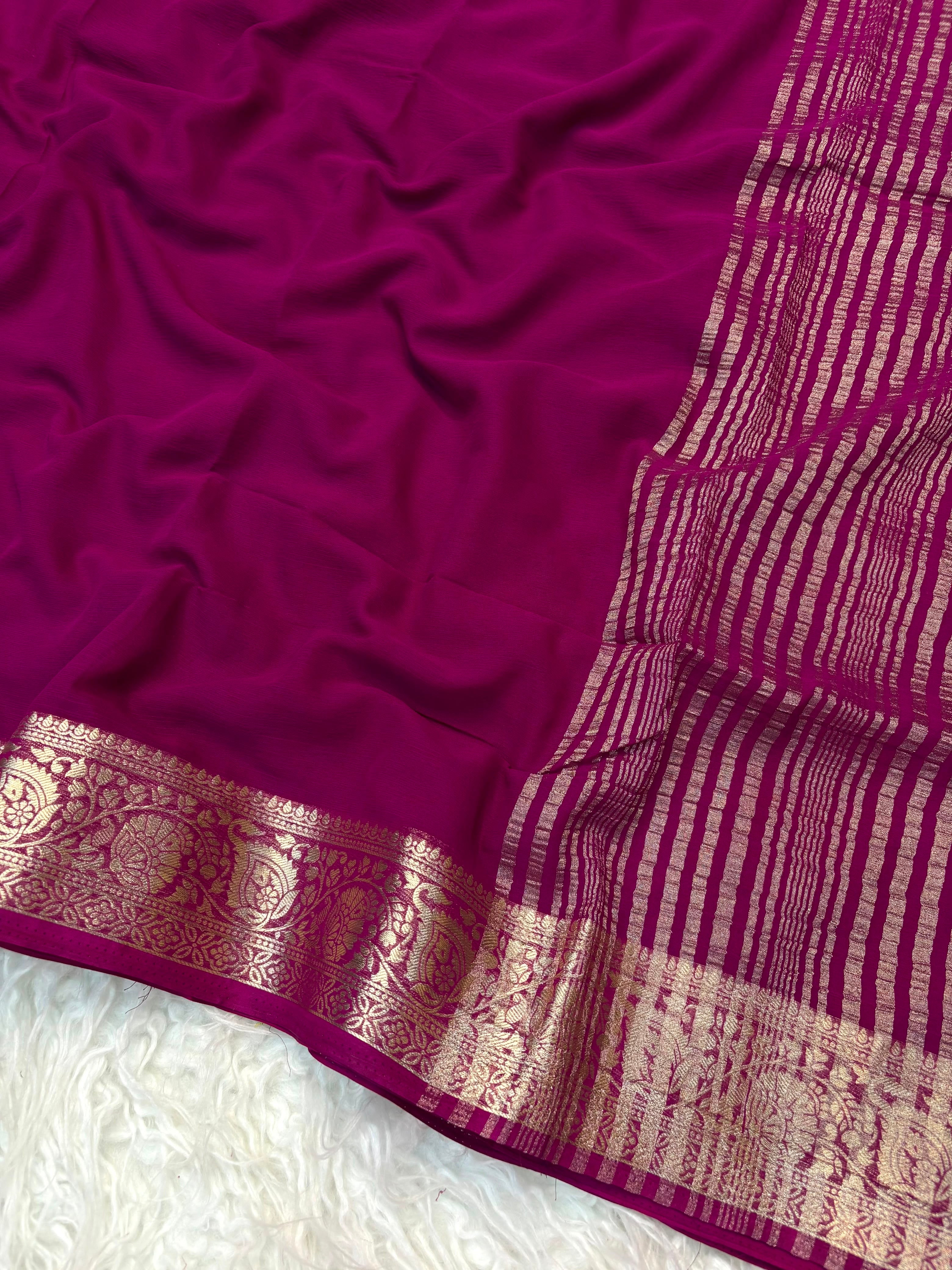 Pure chiffon saree with jacquard pallu(NON-STORE)