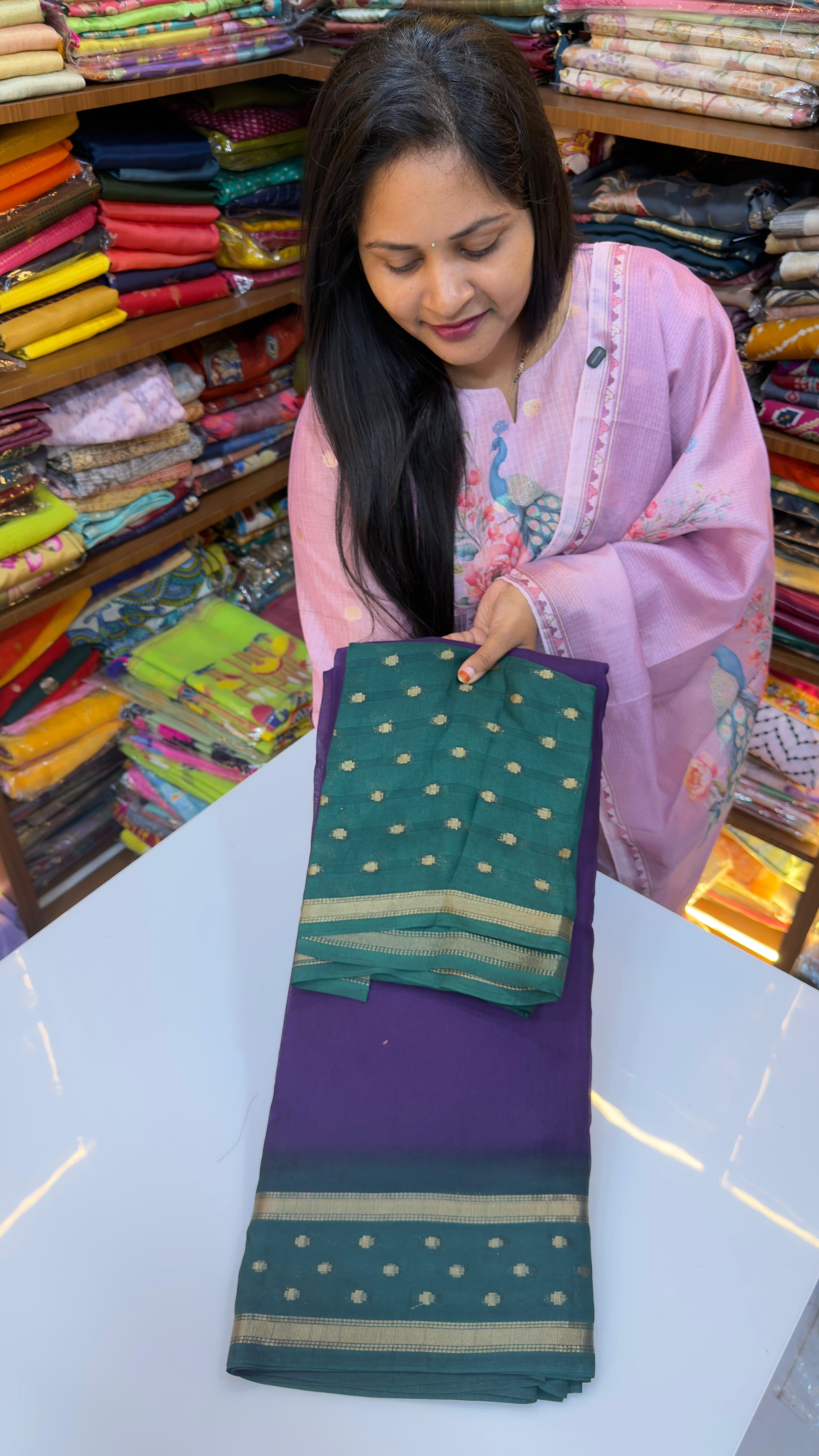 Dual shade marshmallow saree
