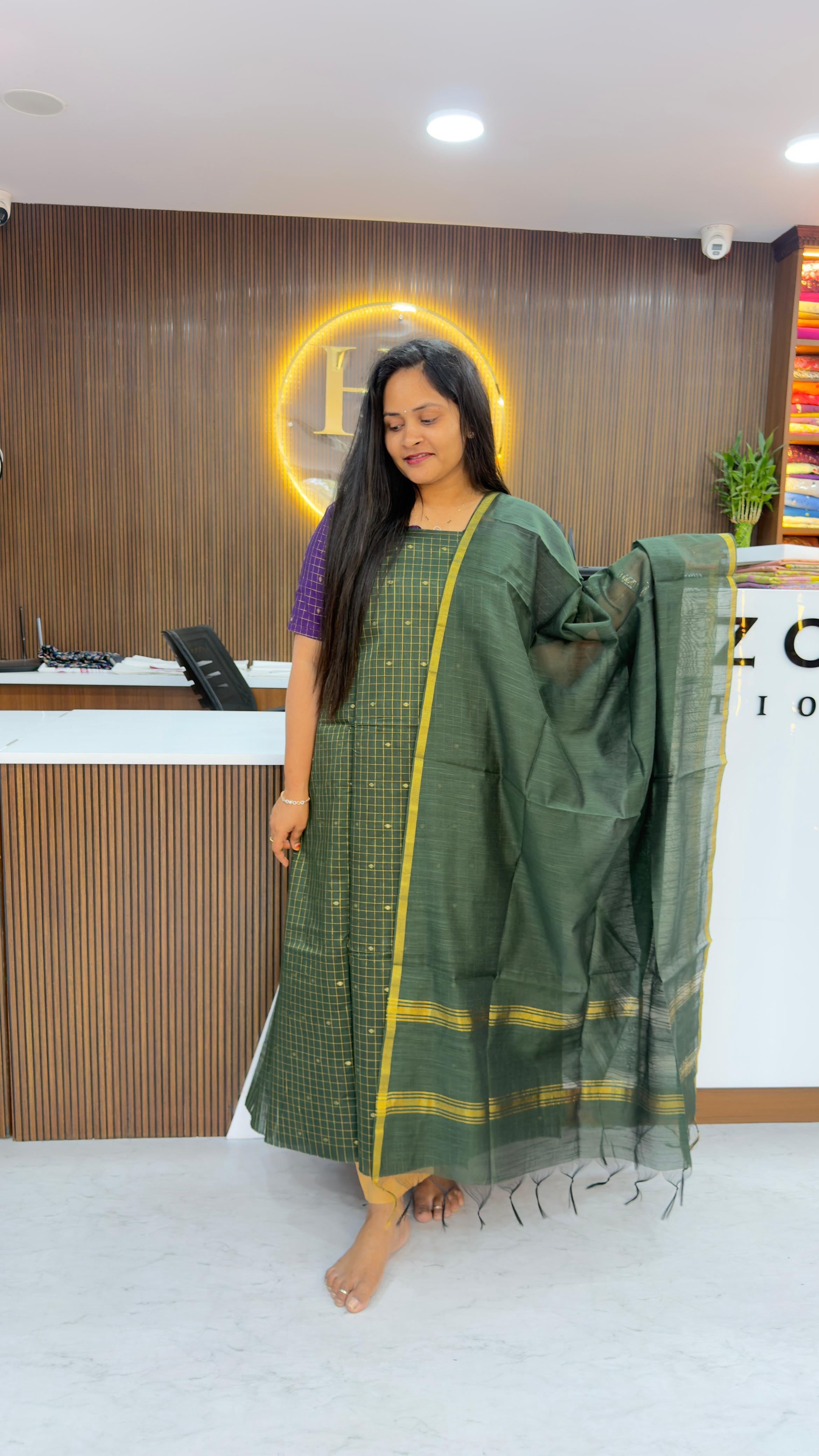 Raw silk pattu style unstitched dress materials