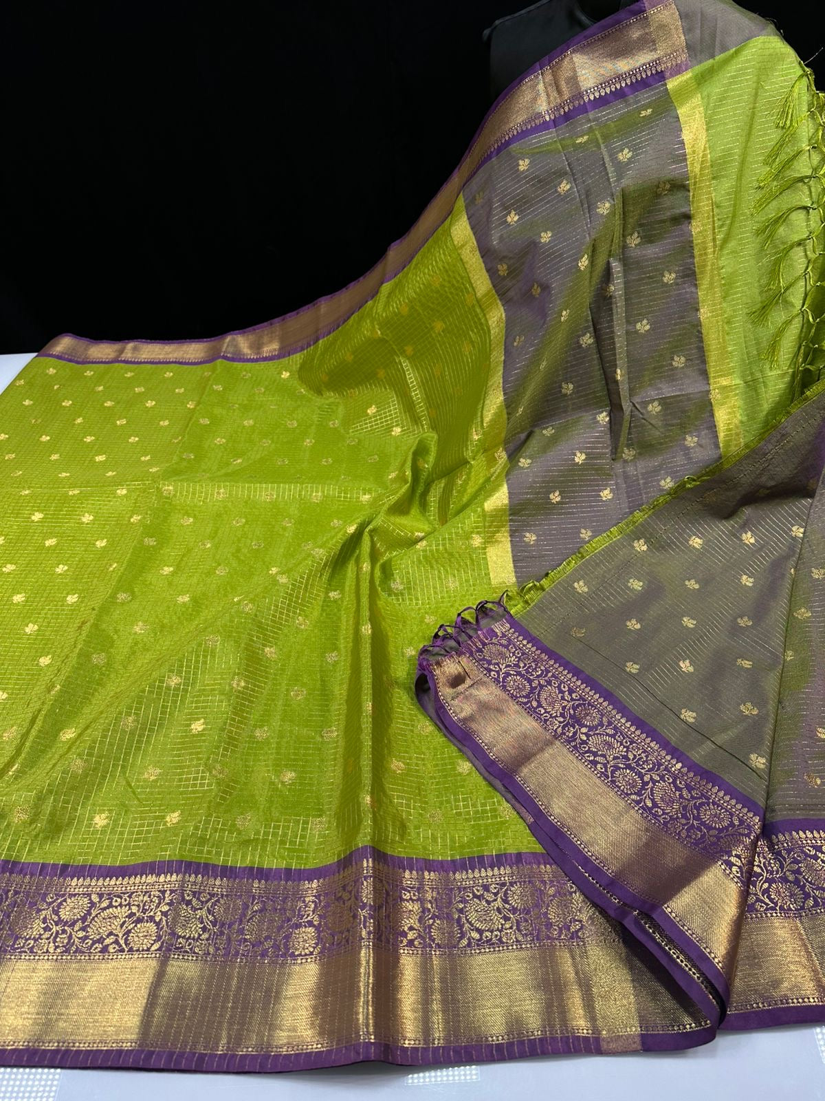 Vintage inspired soft semi silk Banarasi saree