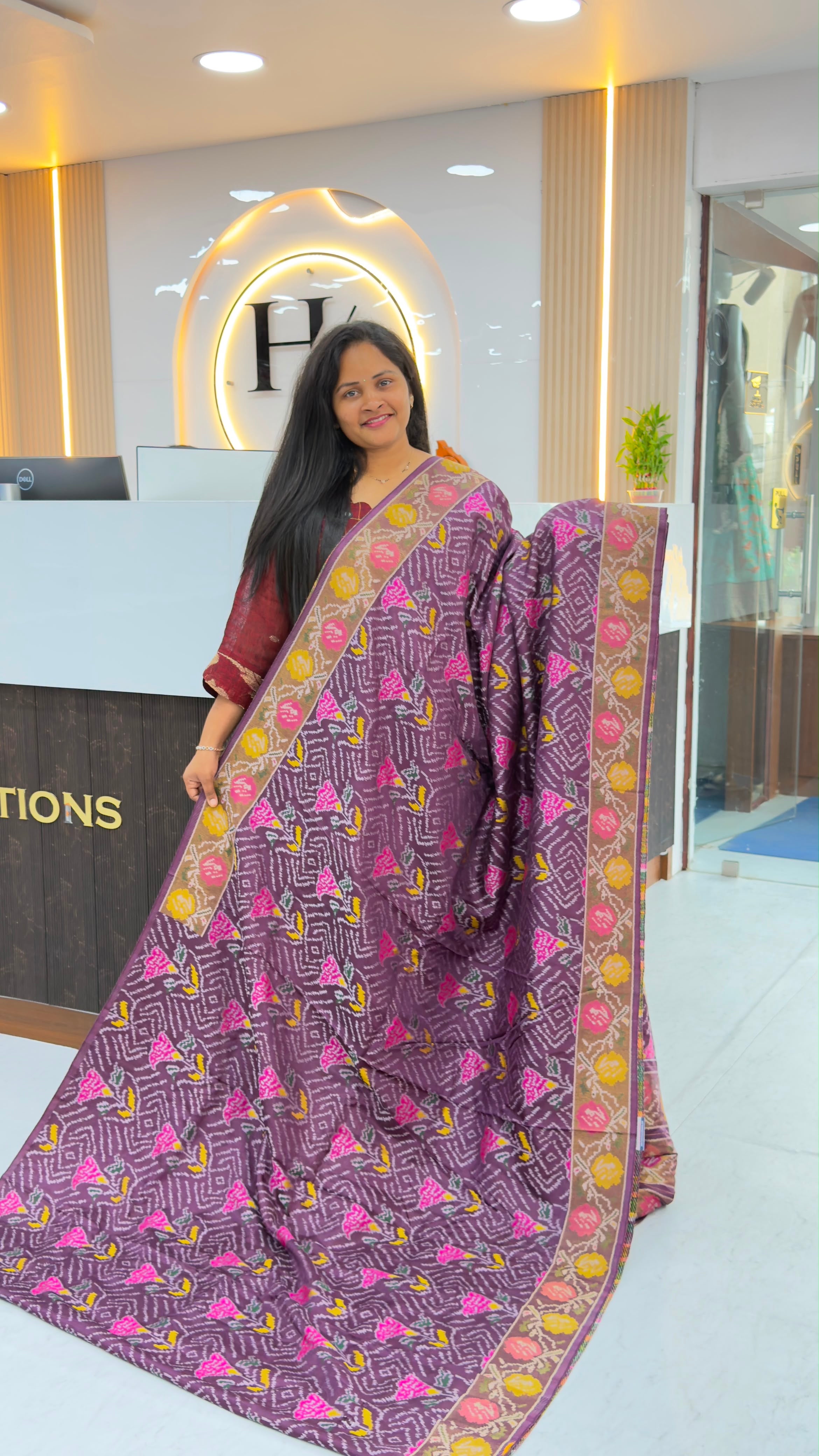 Mushroom Ikkat Patola sarees