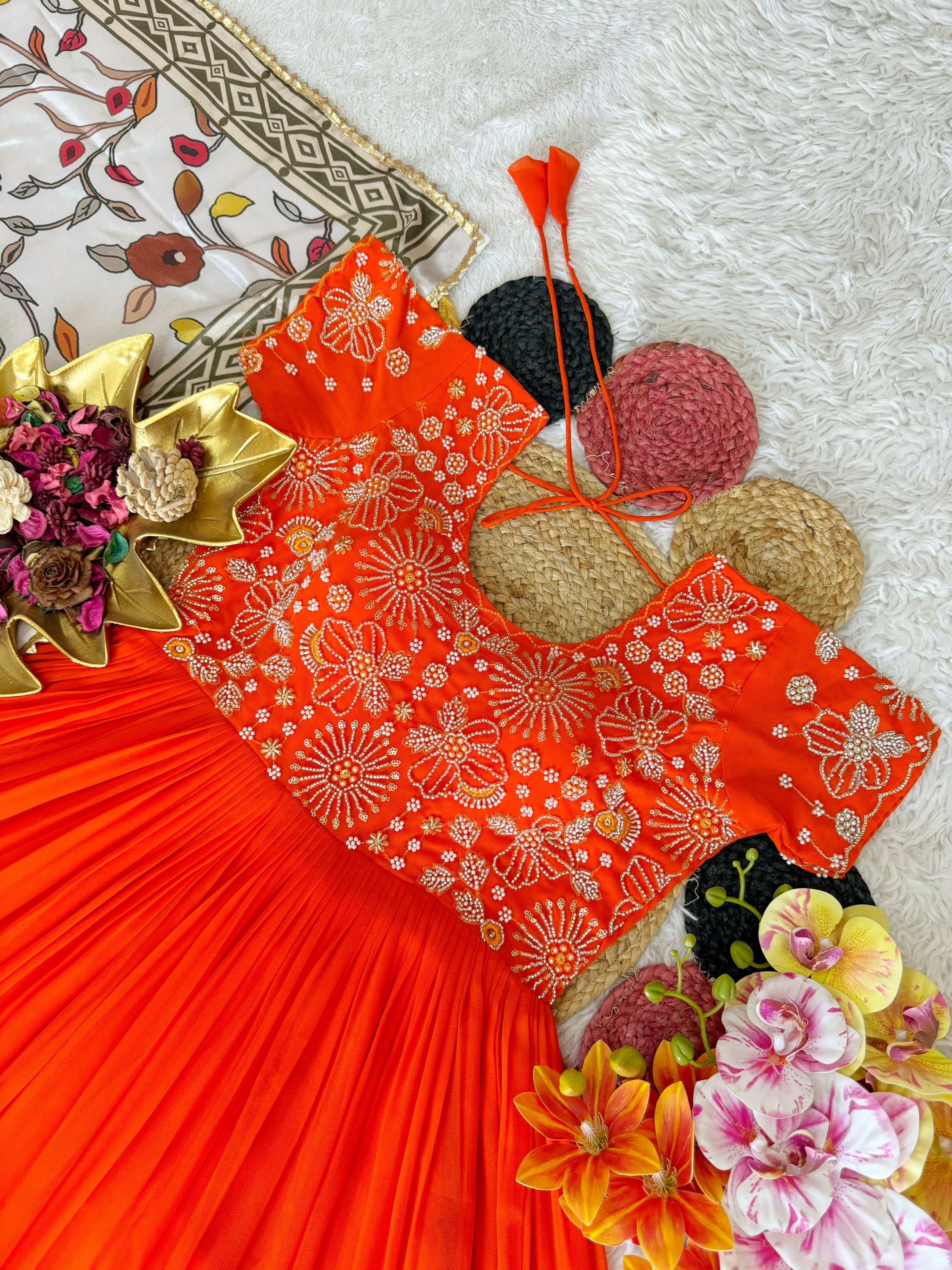 Beautiful Maggam Work Gown With Kalamkari Dupatta(NON-STORE)