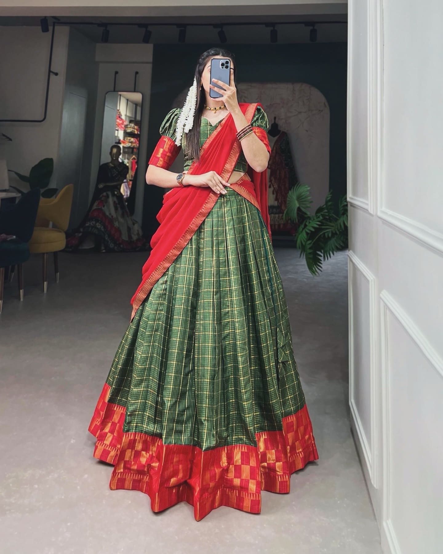 Green traditional lehenga