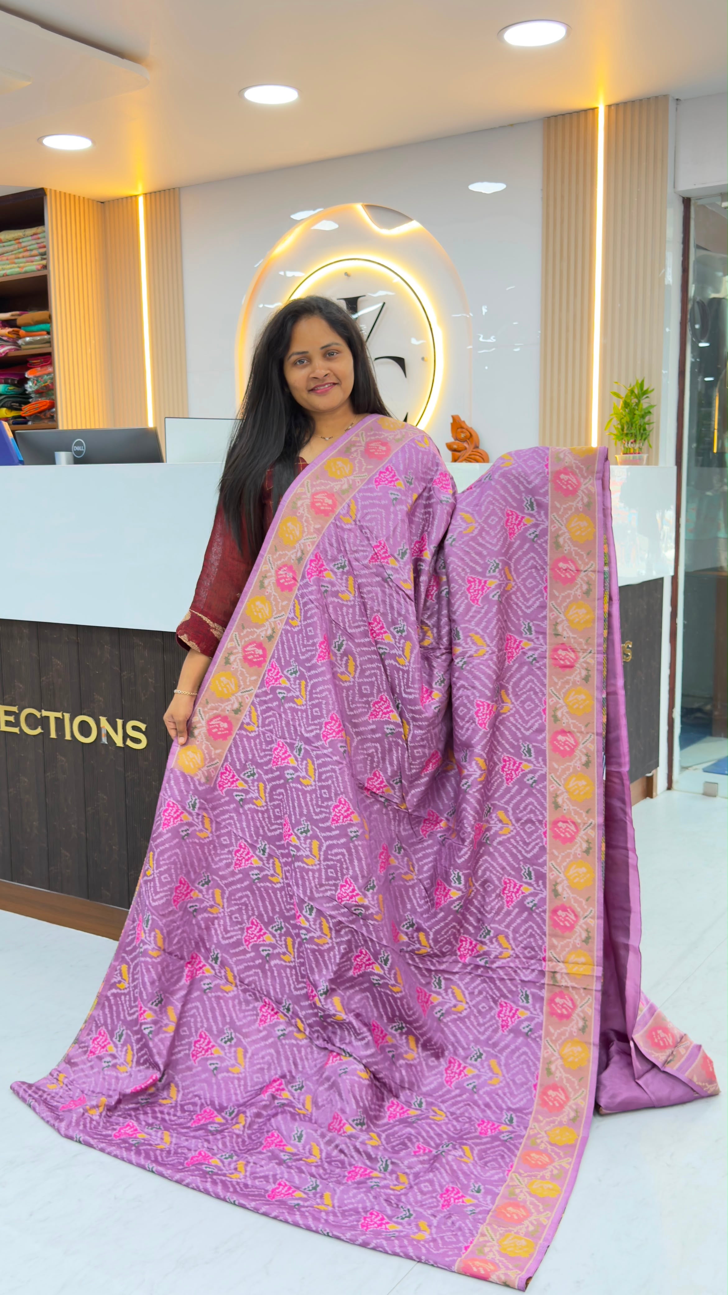 Mushroom Ikkat Patola sarees