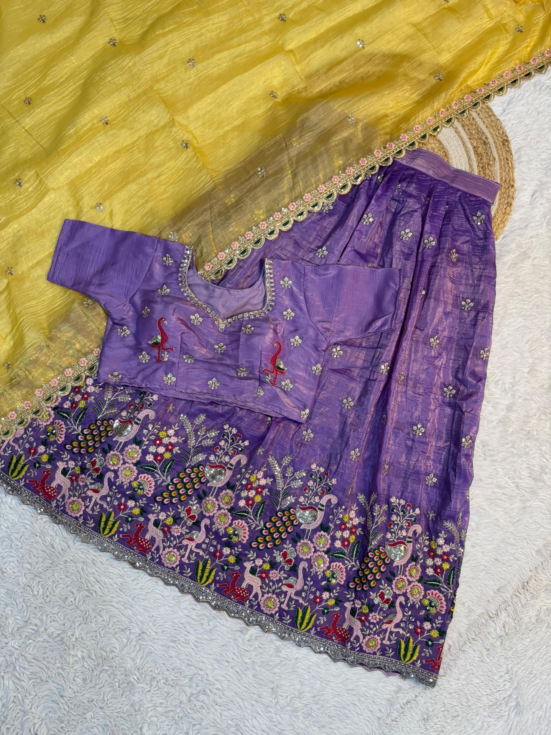 Gold Crush silk pattu lehenga