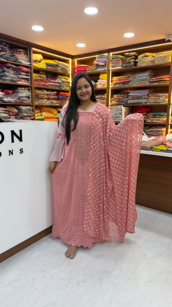 Chikankari Georgette fabric dress material