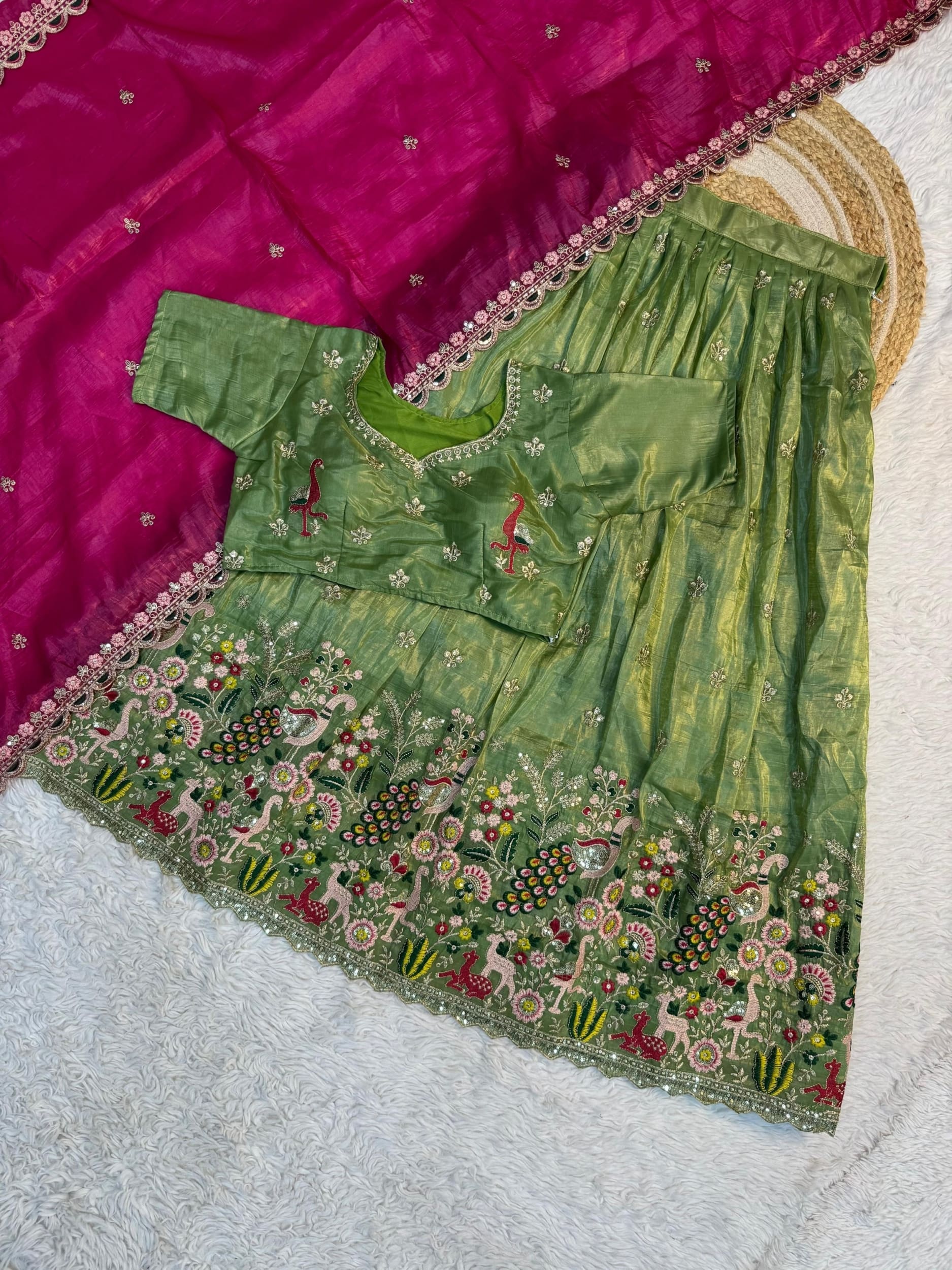 Gold Crush silk pattu lehenga
