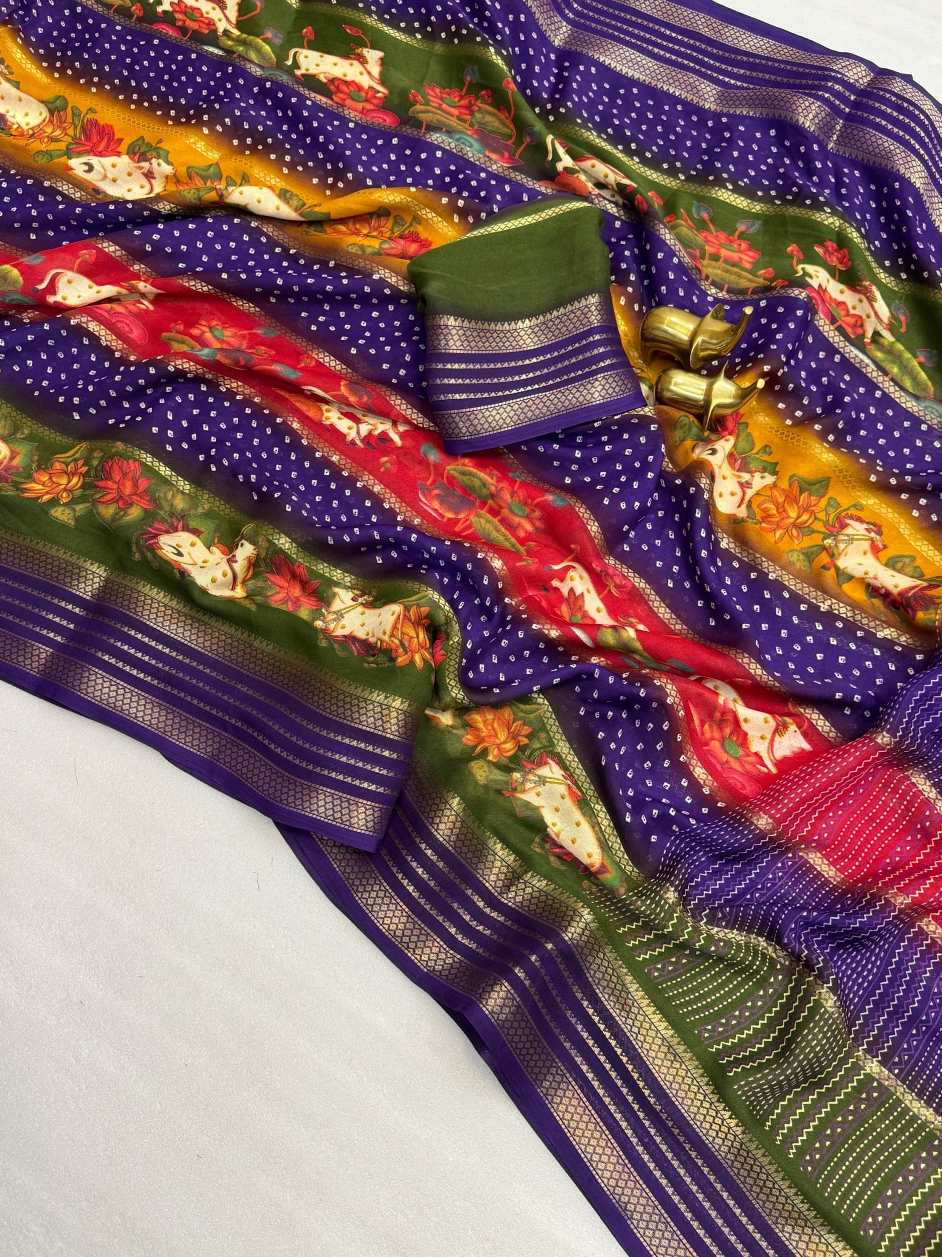 Pichwai Multi Colour saree