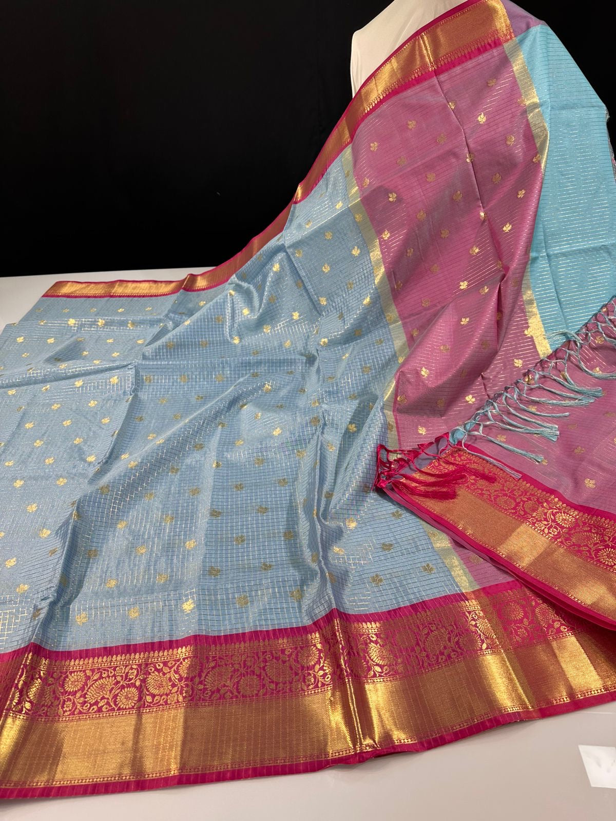 Vintage inspired soft semi silk Banarasi saree