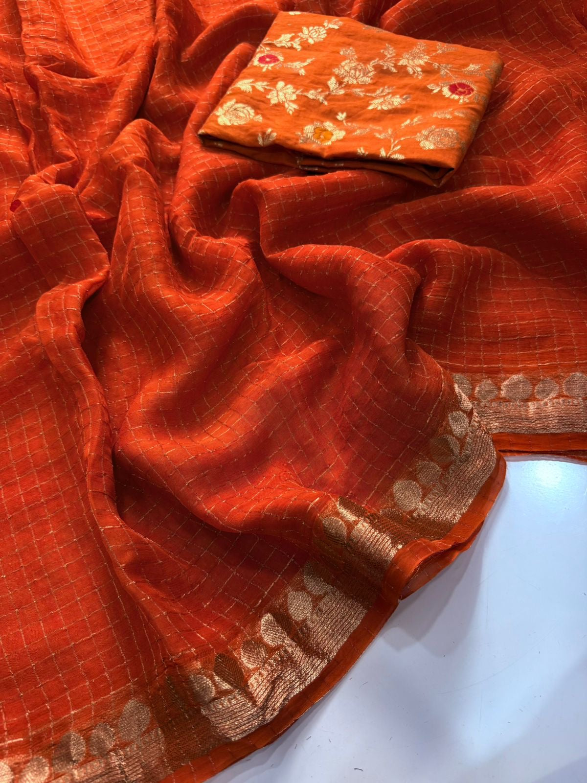 Viscose Georgette Saree With Mina Viscose Blouse