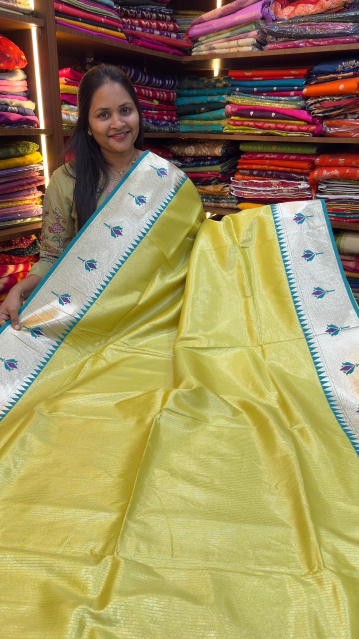 Paithani sarees with zari lines