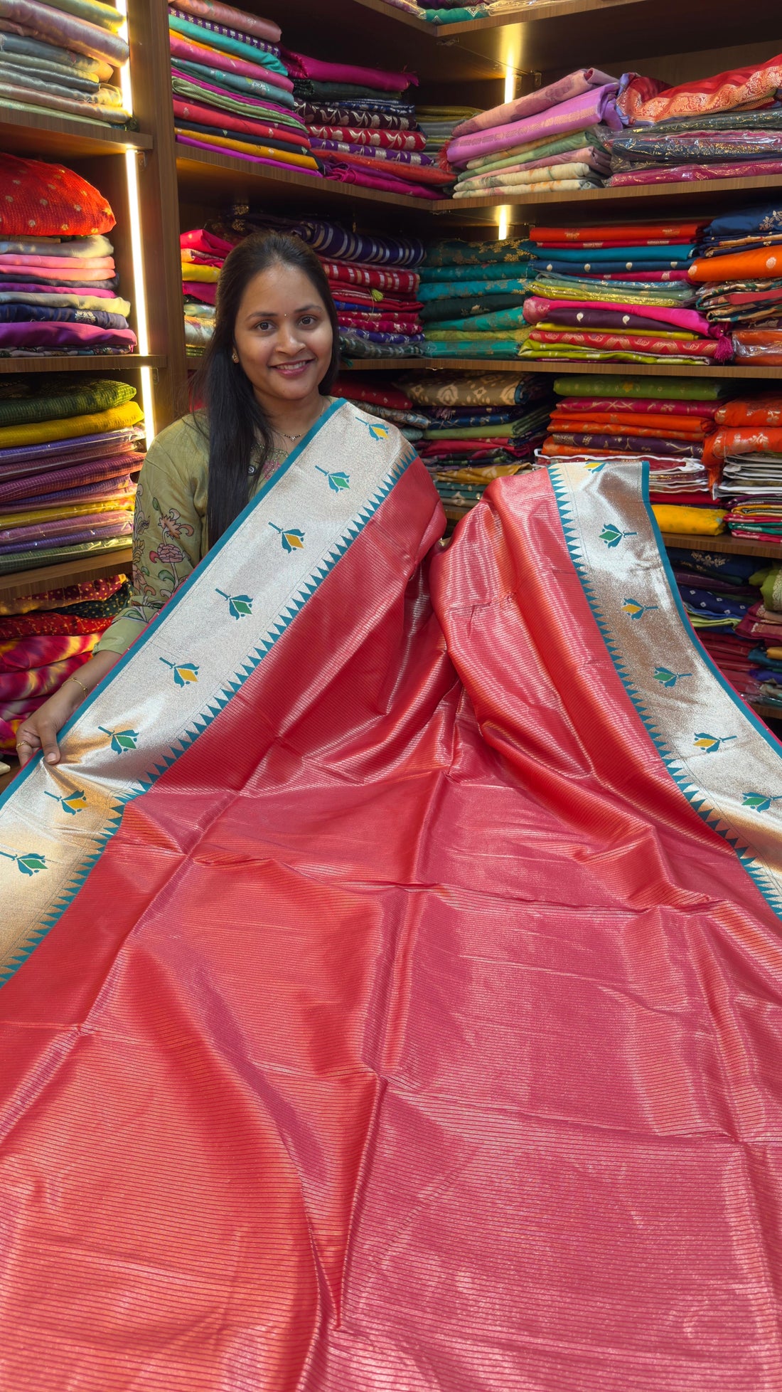 Paithani sarees with zari lines