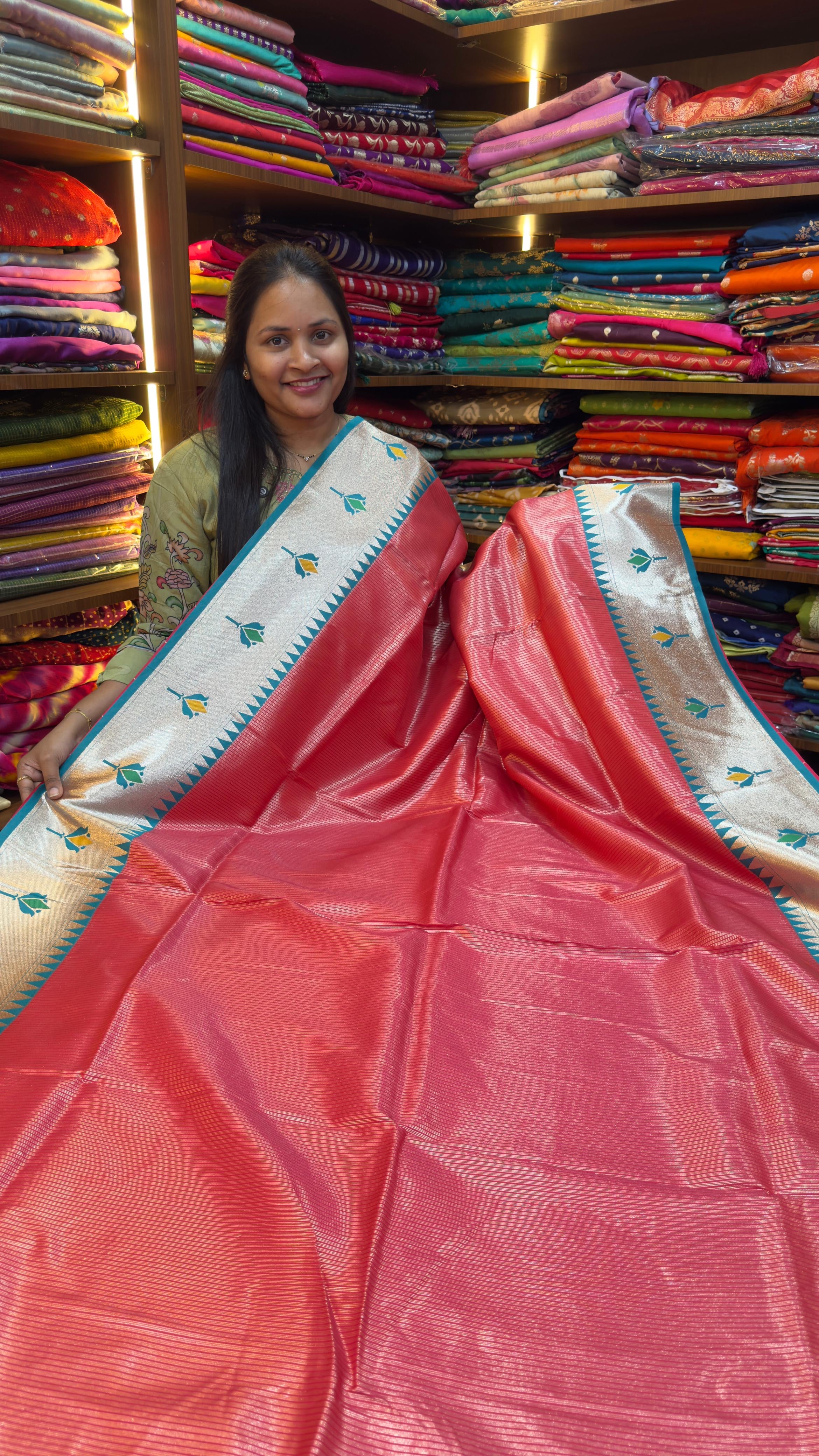 Paithani sarees with zari lines