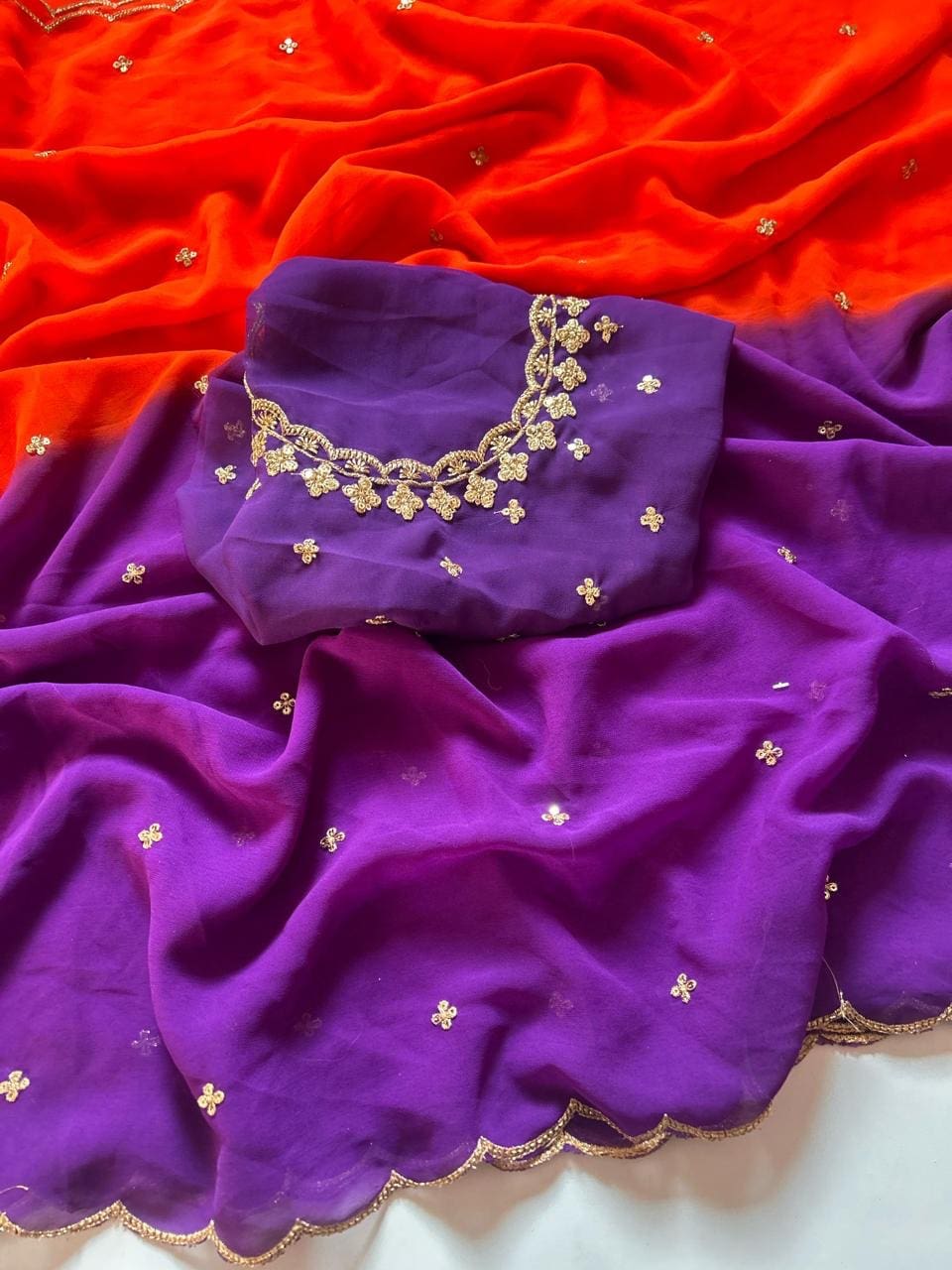 Dual shade party wear saree