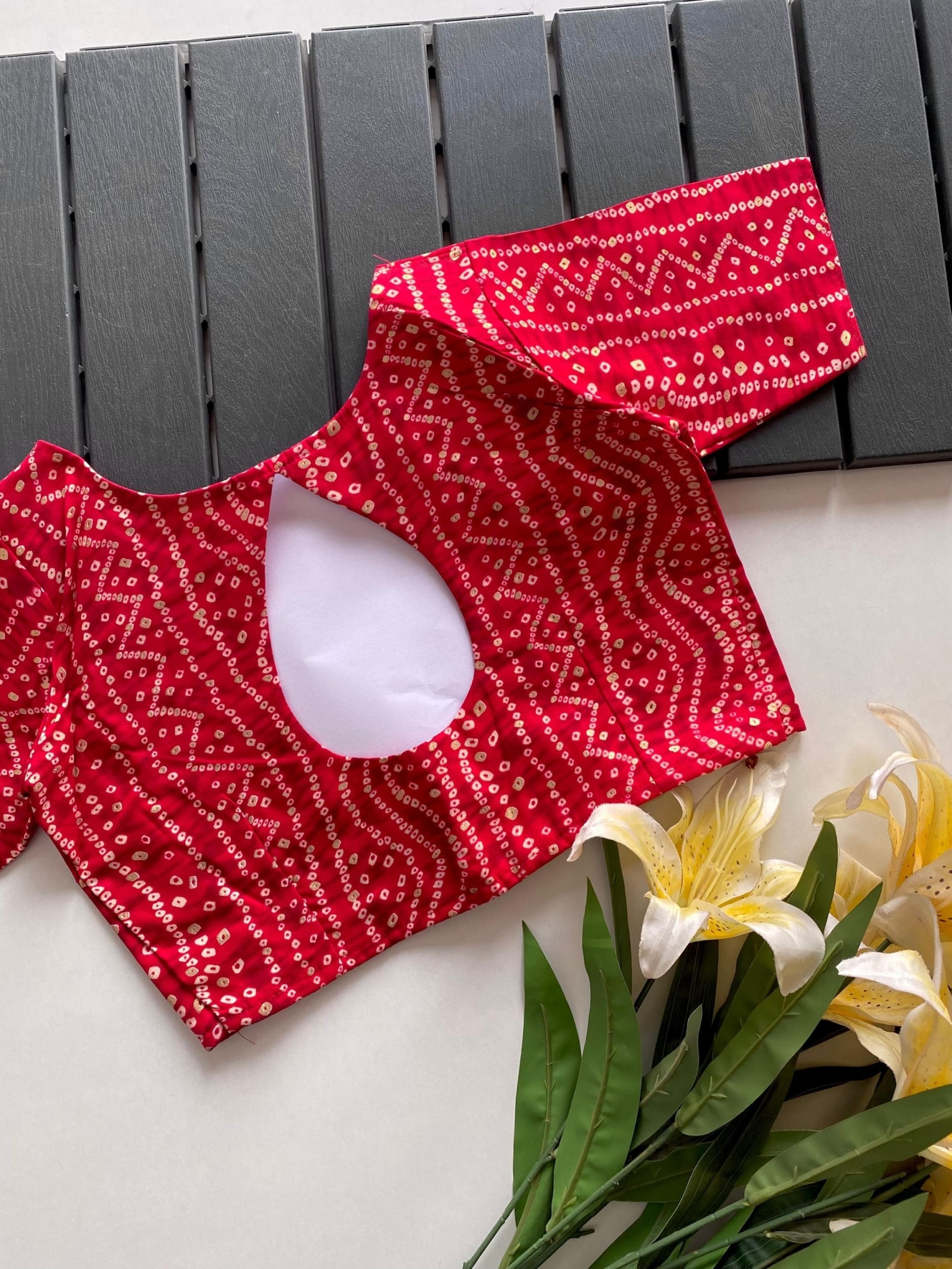 Red and Black Bandini Saree