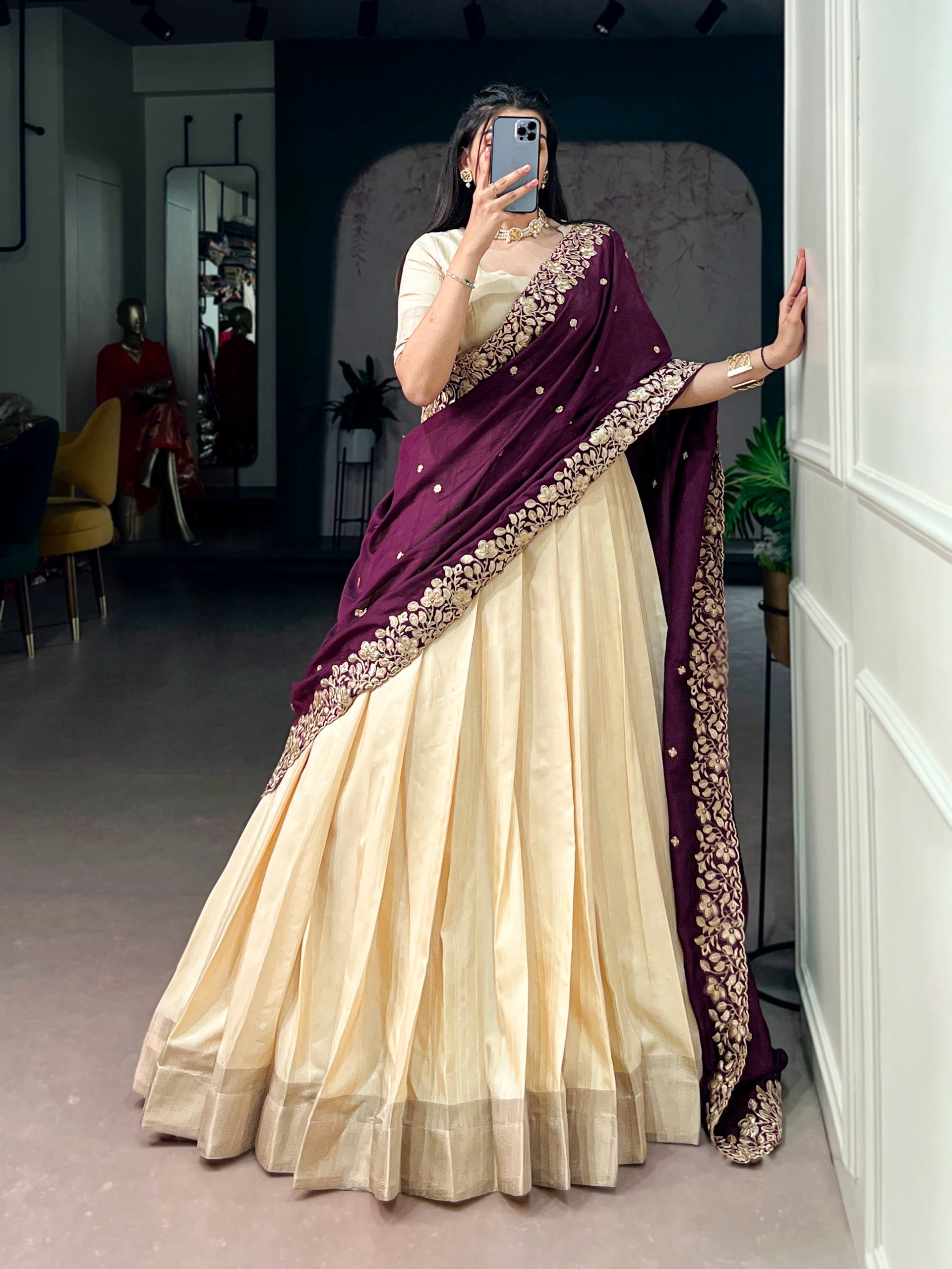 Beautiful half white Lehenga