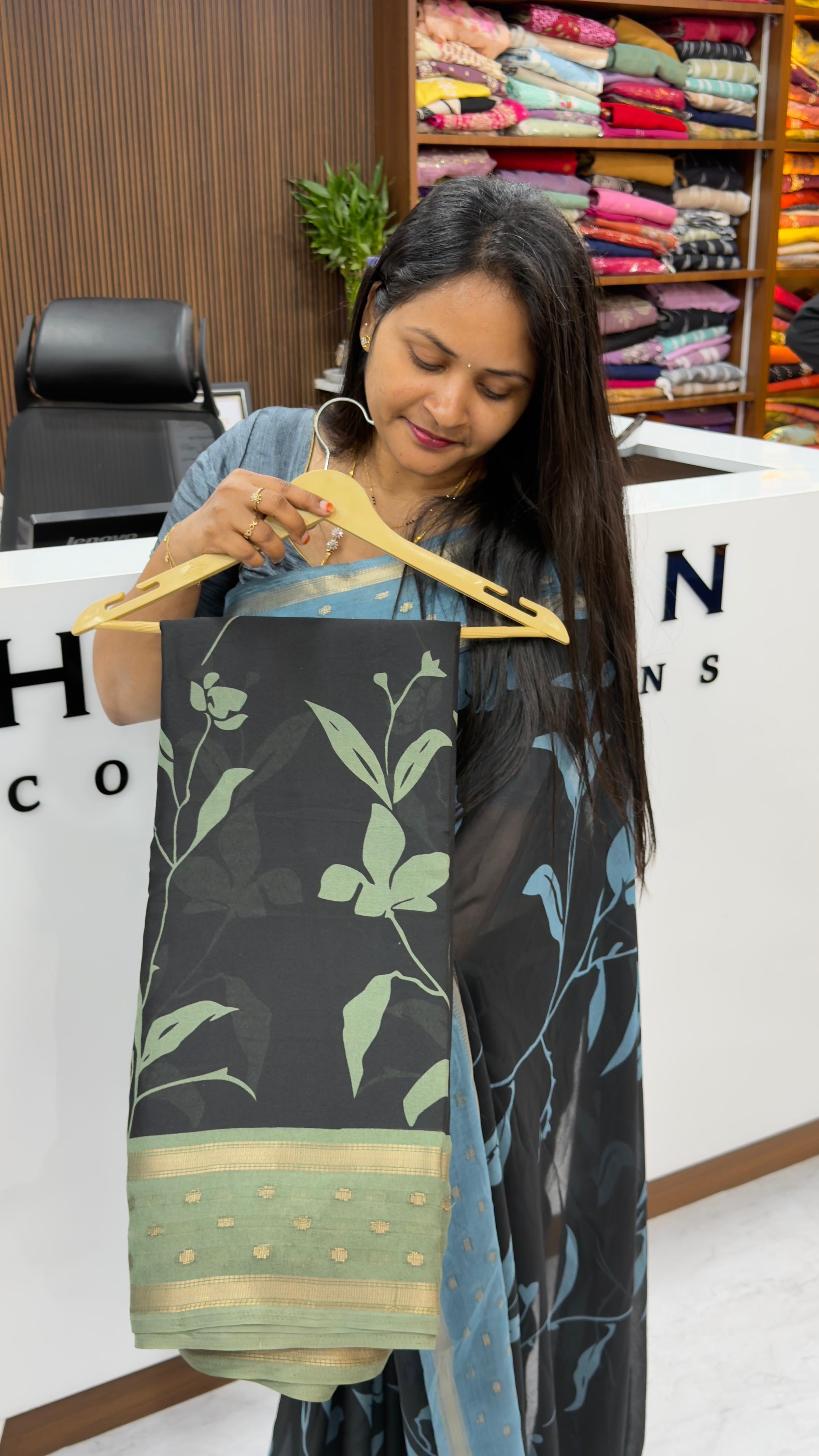 Marshmallow black sarees