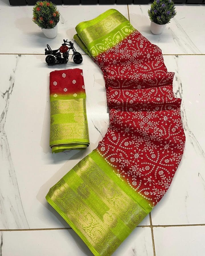 Red floral With parrot green