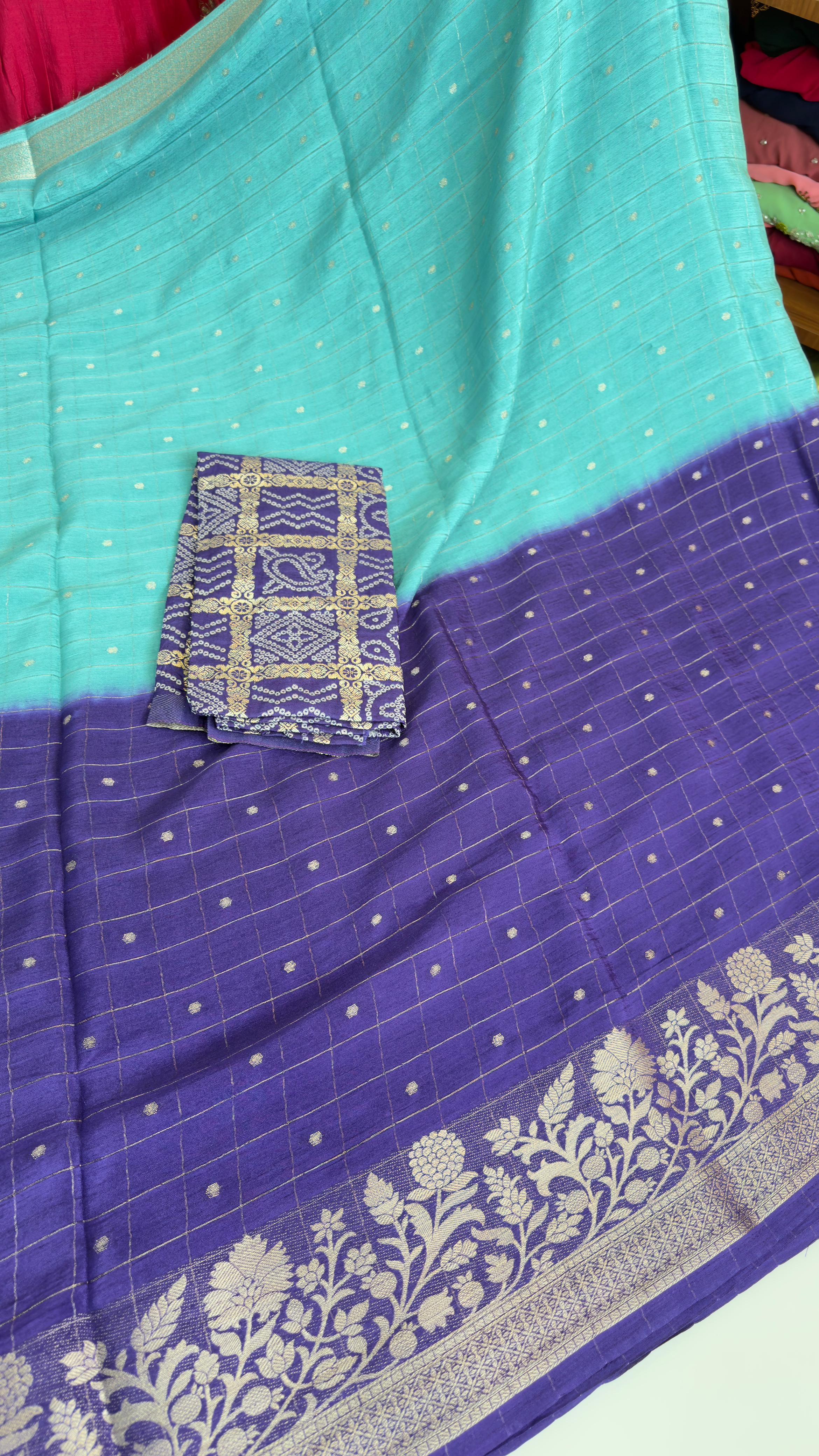 Dual shade Chinon sarees