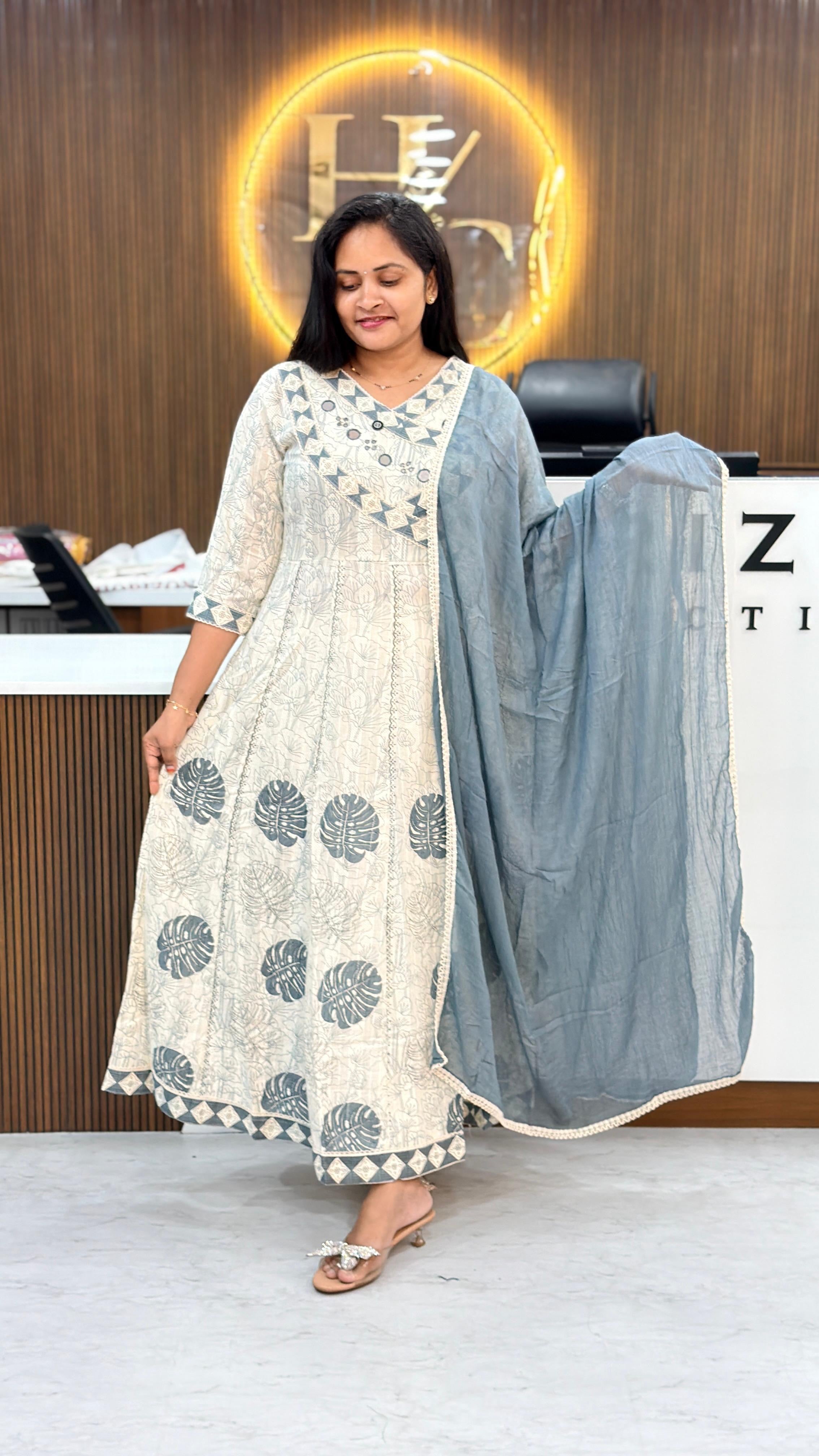 Jaipuri cotton premium Anarkali set