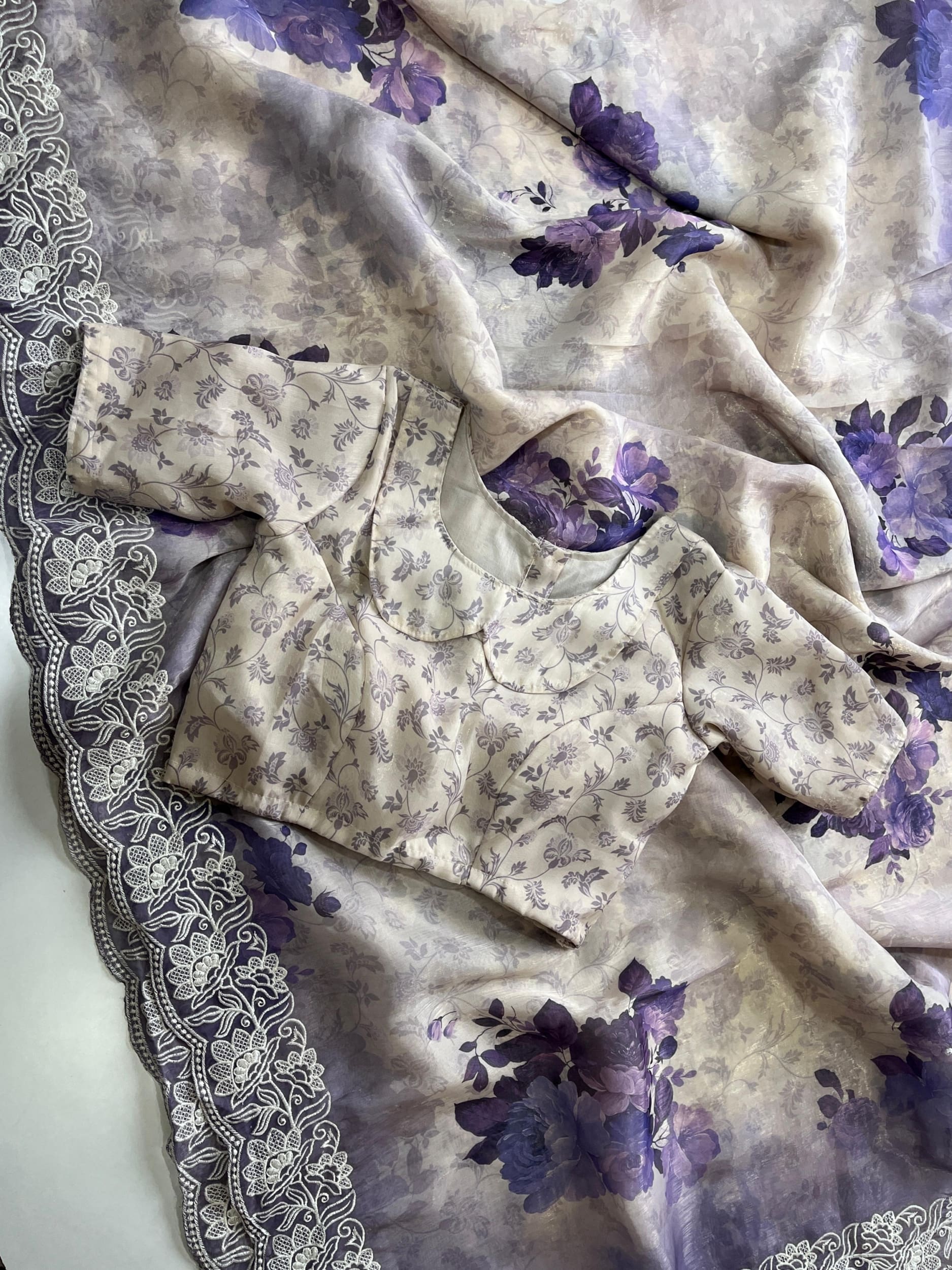 Shimmer organza saree